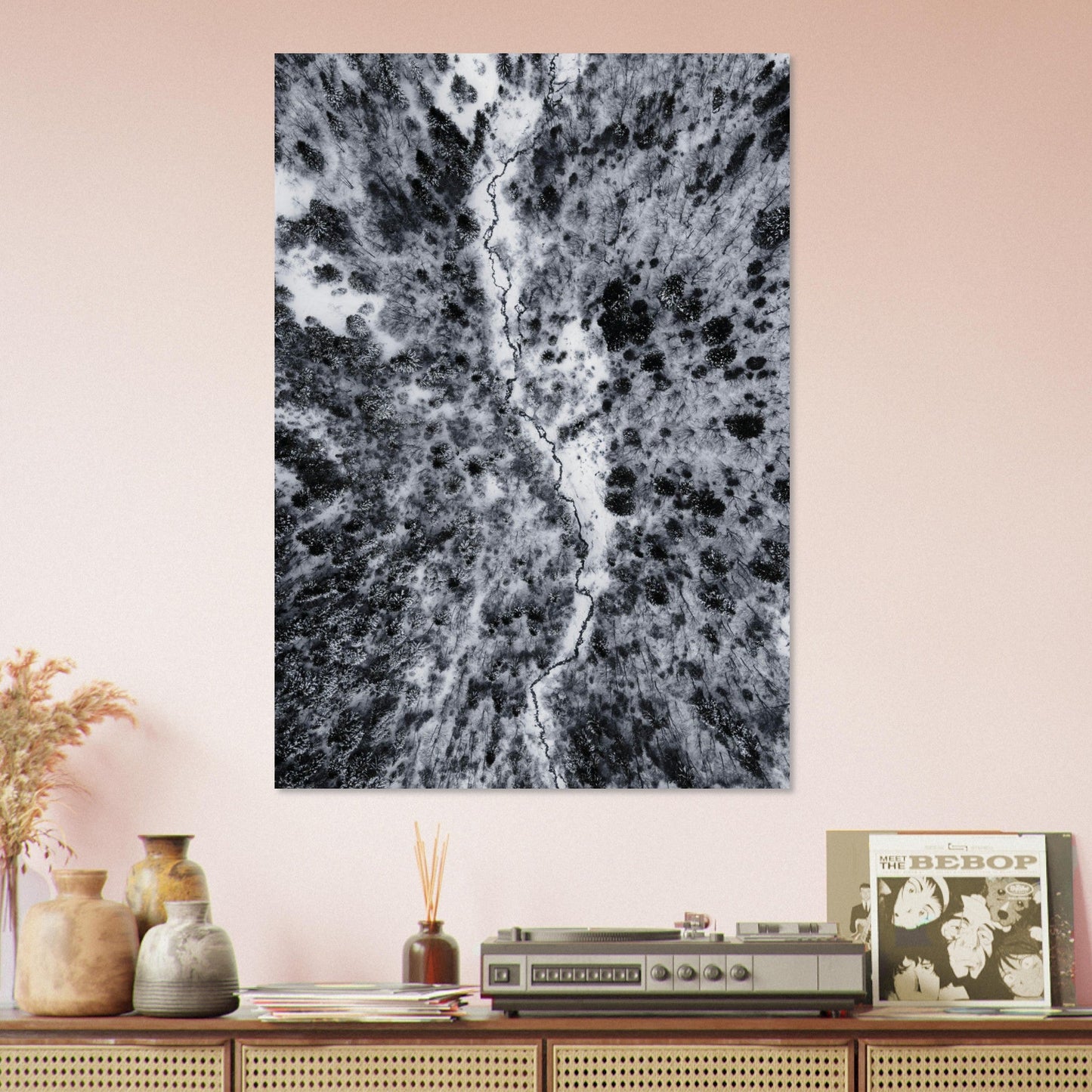 Tableau photo Photo drone de sapins enneigés, Massif des Ecrins 1 — tirage aluminium Dibond mat, fabrication française, prêt à accrocher