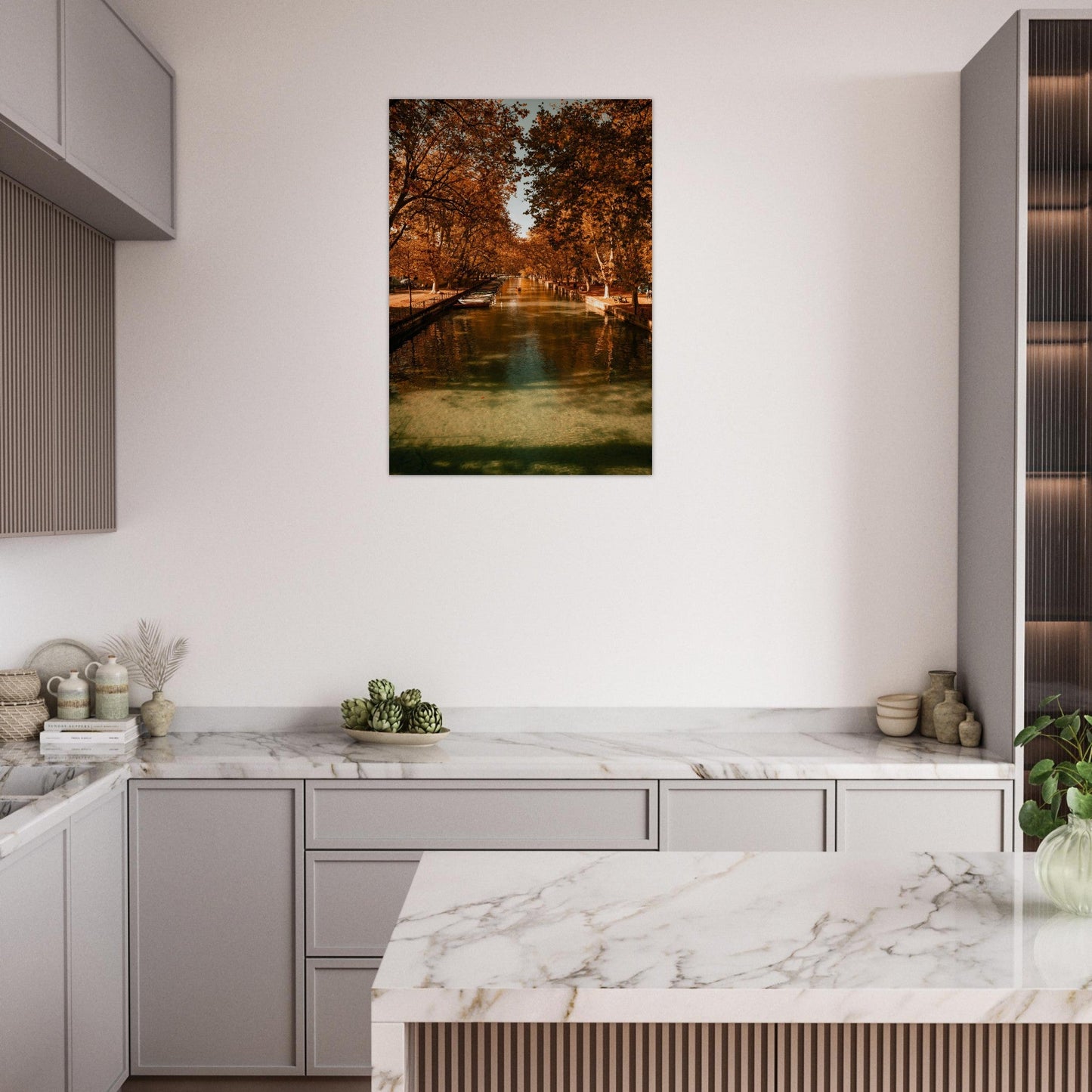 Tableau photo Photo du canal de Vassé en automne, Annecy — tirage aluminium Dibond mat, fabrication française, prêt à accrocher