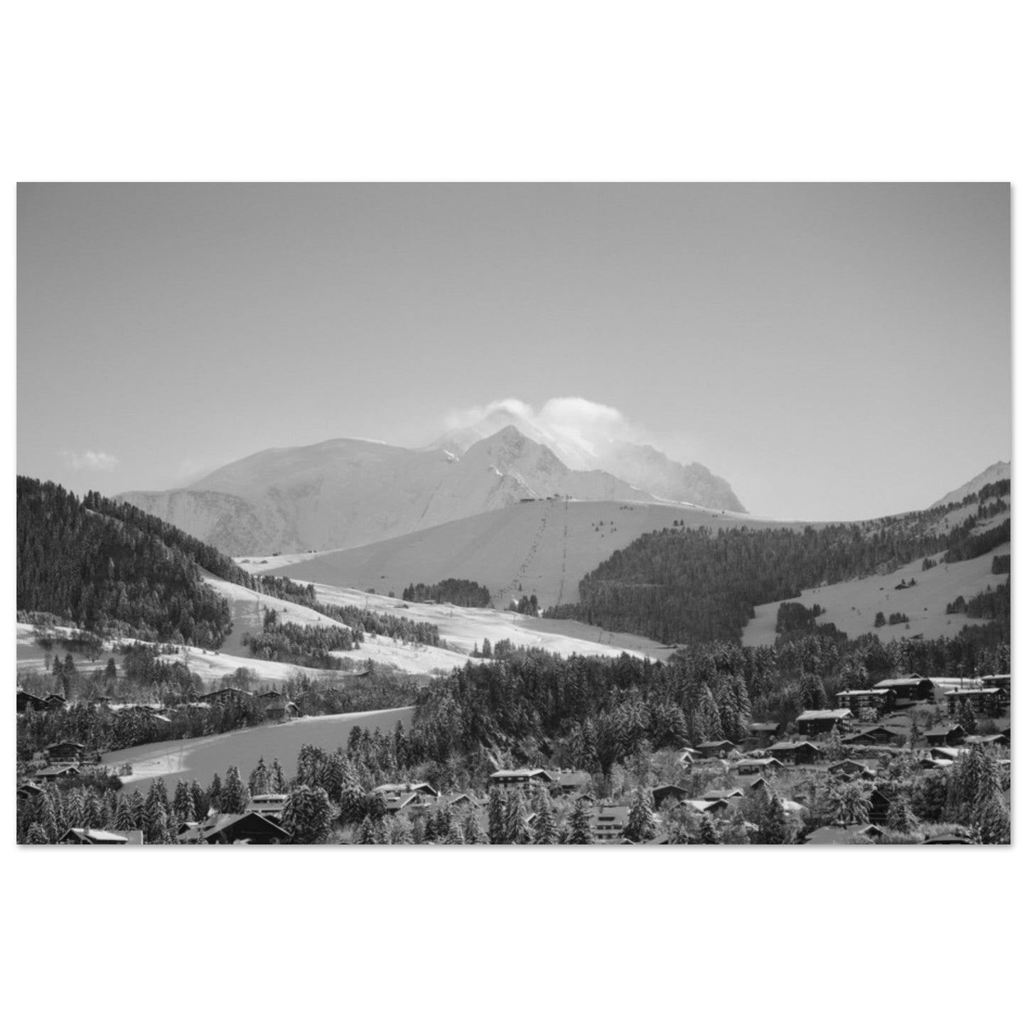 Vente Photo du Chard du Beurre et Megève, Haute-Savoie - Noir & Blanc - Tableau photo alu montagne