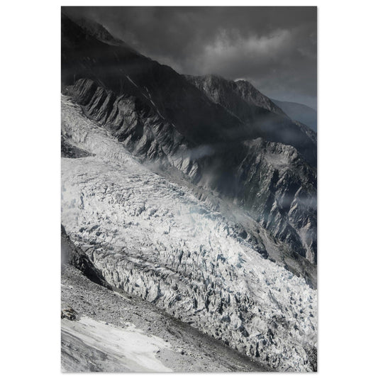 Vente Photo du glacier de l'Aiguille du Midi, Chamonix-Mont-Blanc - Noir & Blanc - Tableau photo alu montagne