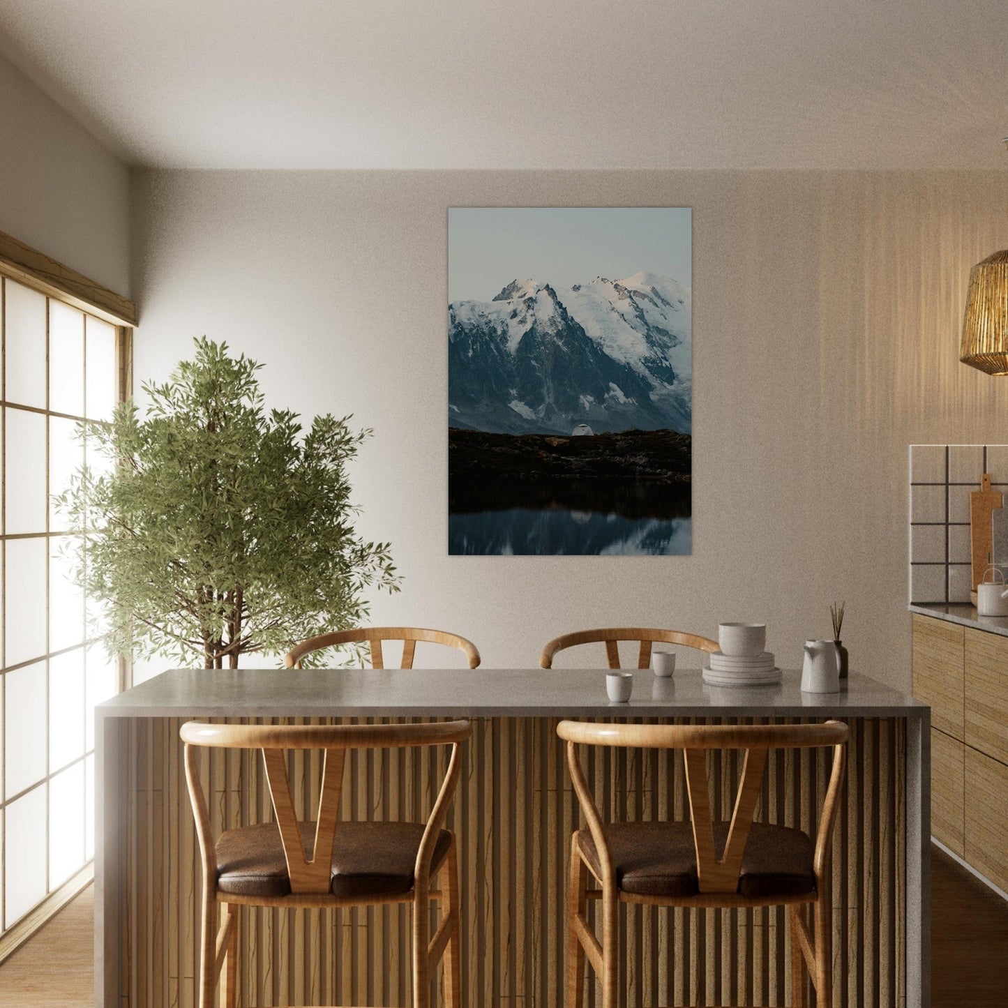 Tableau photo Photo du Lac Blanc et du Mont - Blanc, Chamonix — tirage aluminium Dibond mat, fabrication française, prêt à accrocher