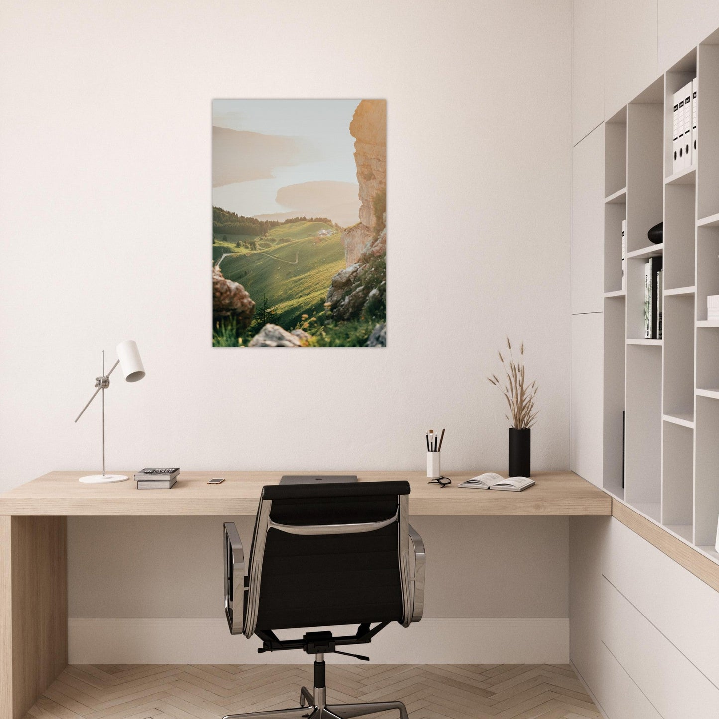 Tableau photo Photo du Lac d'Annecy au coucher du soleil, Col de la Forclaz — tirage aluminium Dibond mat, fabrication française, prêt à accrocher