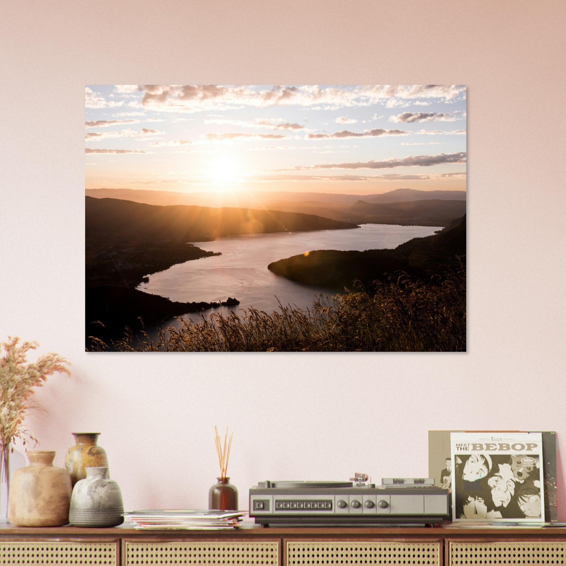 Vente Photo du Lac d'Annecy au coucher du soleil, Col de la Forclaz - Tableau photo alu montagne