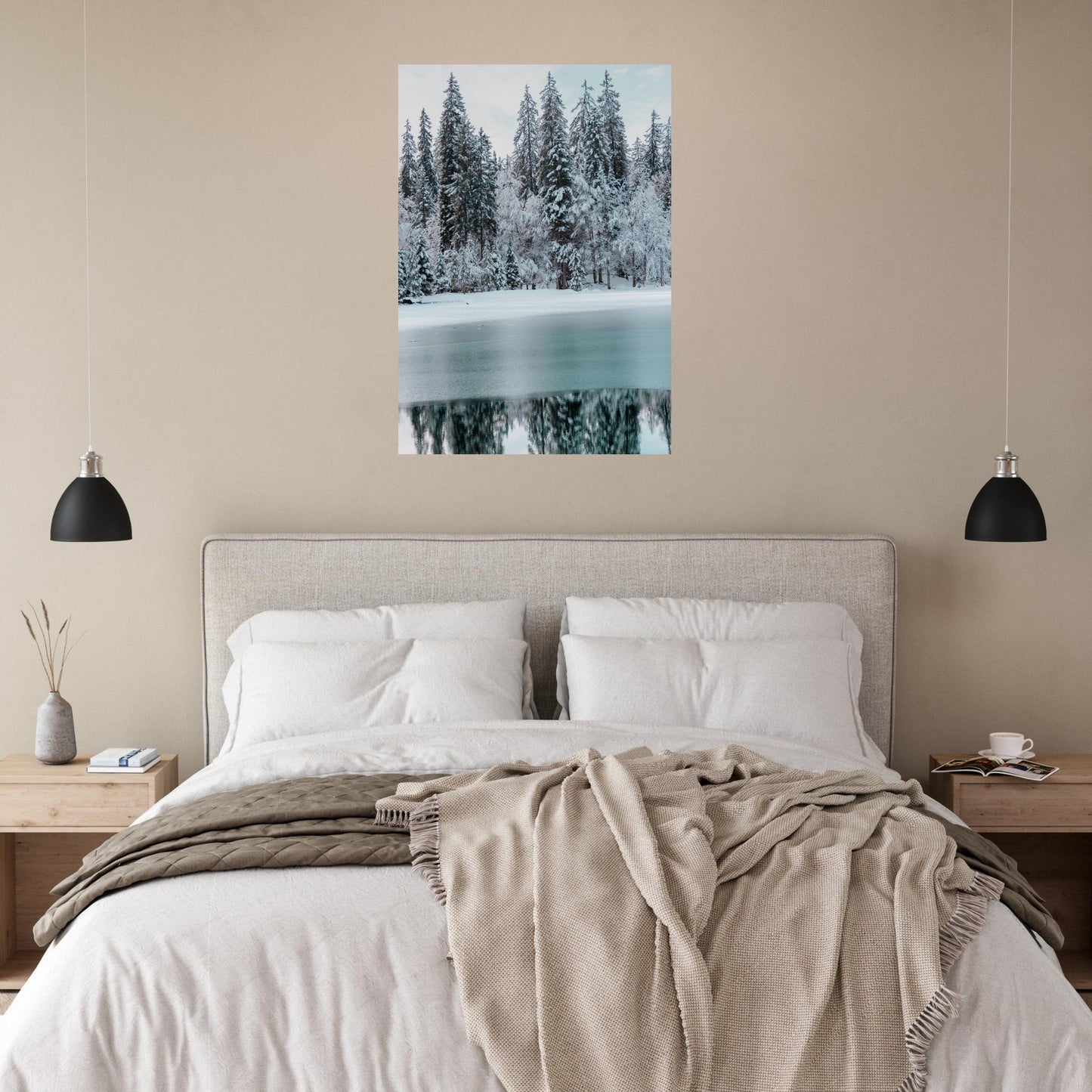 Tableau photo Photo du Lac Vert sous la neige, Passy, Haute Savoie — tirage aluminium Dibond mat, fabrication française, prêt à accrocher