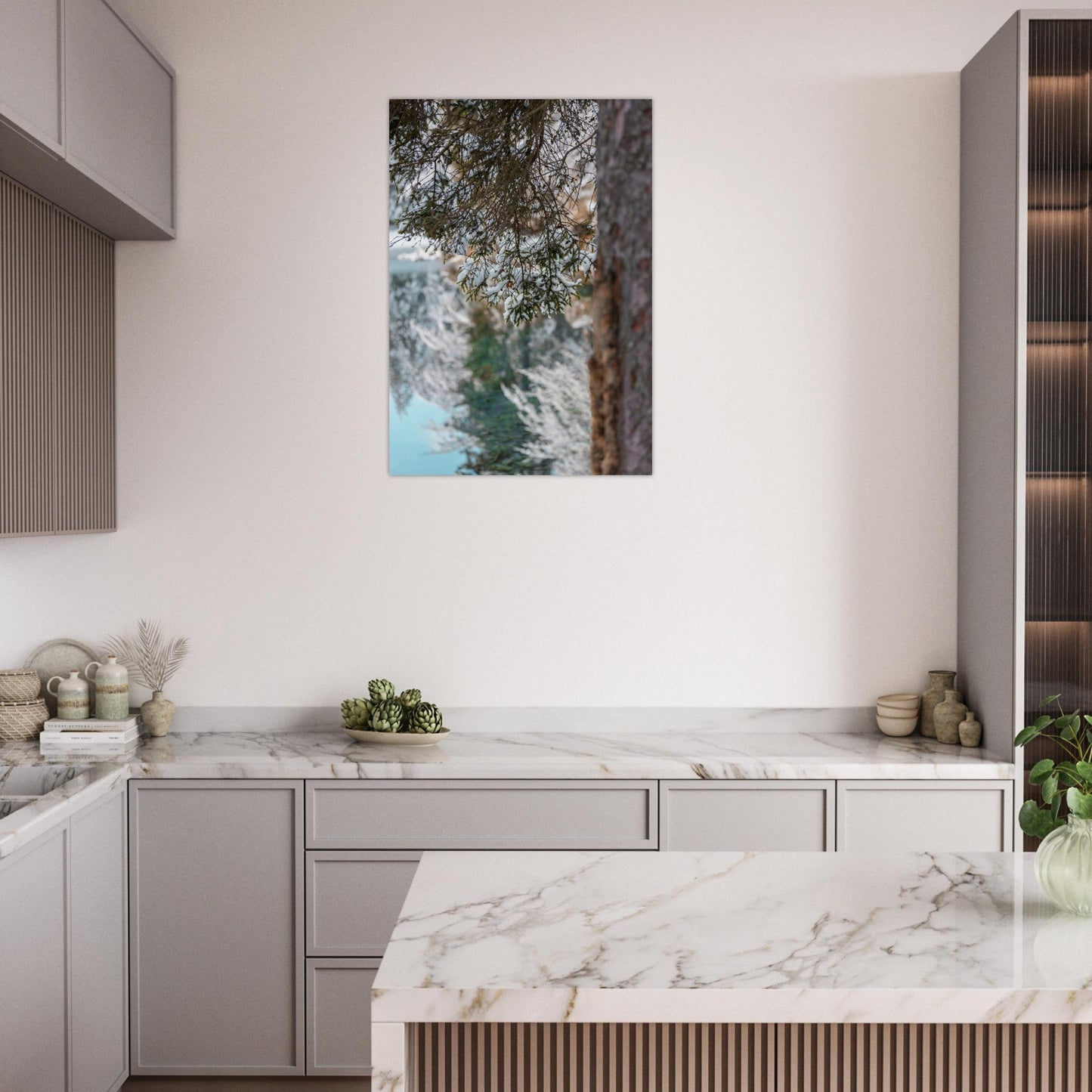 Tableau photo Photo du Lac Vert sous la neige, Passy, Haute Savoie — tirage aluminium Dibond mat, fabrication française, prêt à accrocher