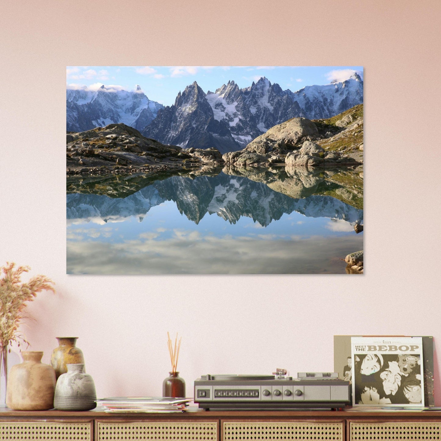 Tableau photo Photo du Mont - Blanc en reflet dans le lac blanc, Chamonix — tirage aluminium Dibond mat, fabrication française, prêt à accrocher