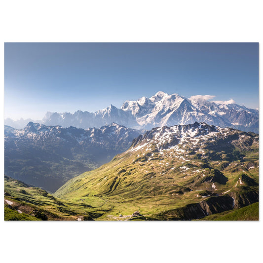 Vente Photo du Mont-Blanc et du refuge de Moede Anterne, Massif des Fiz - Tableau photo alu montagne