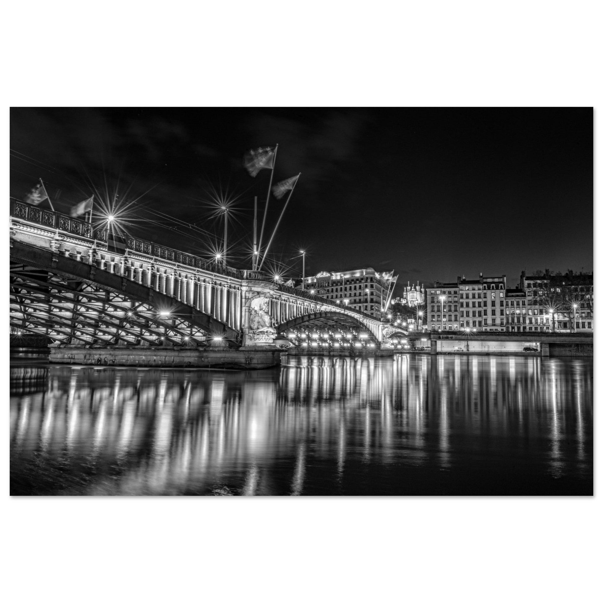 Vente Photo du pont Lafayette et le Rhone, Lyon - Noir & Blanc - Tableau photo alu Lyon