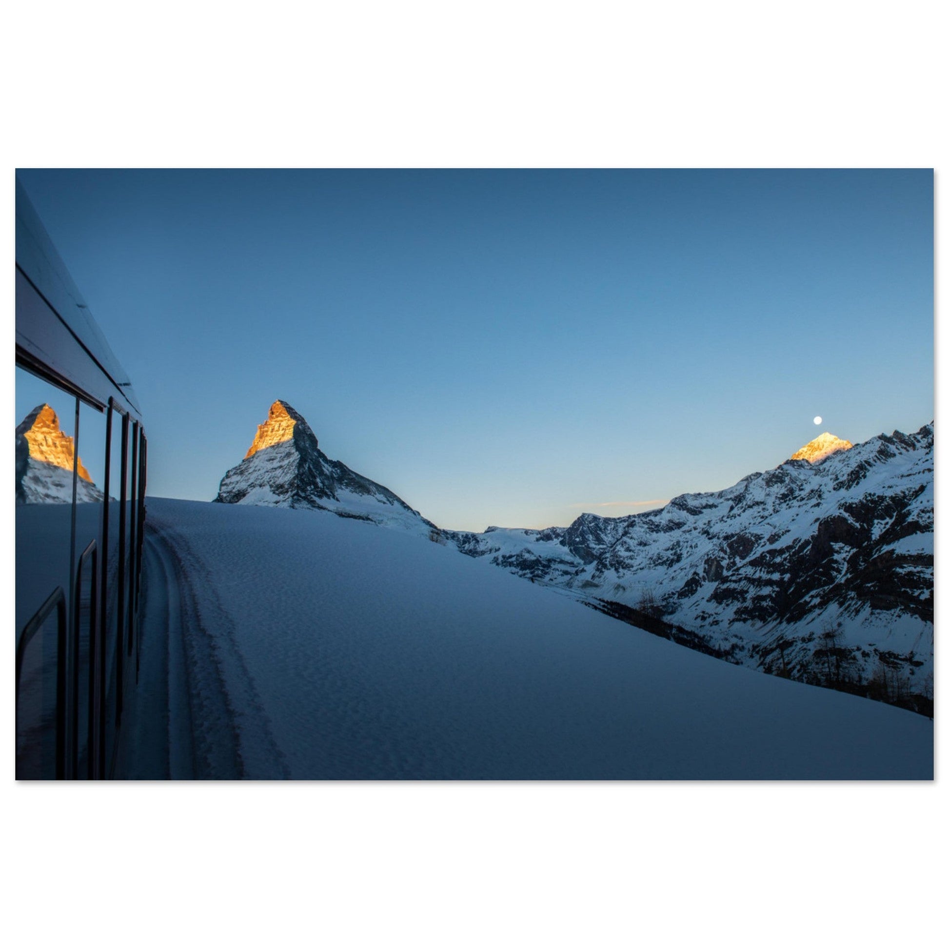 Vente Photo du reflet du Cervin dans le train Gornergrat à Zermatt - Tableau photo alu montagne
