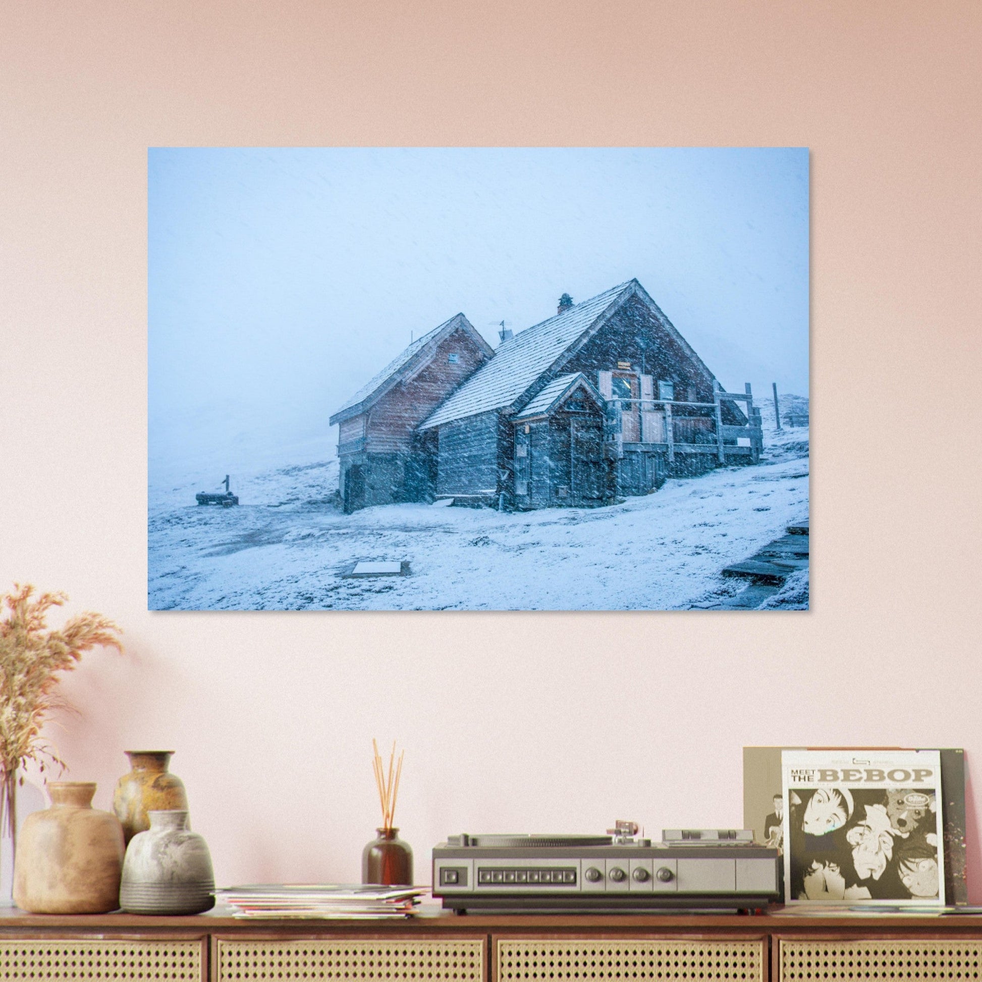 Vente Photo du refuge de la Valette sous une tempête de neige - Tableau photo alu montagne