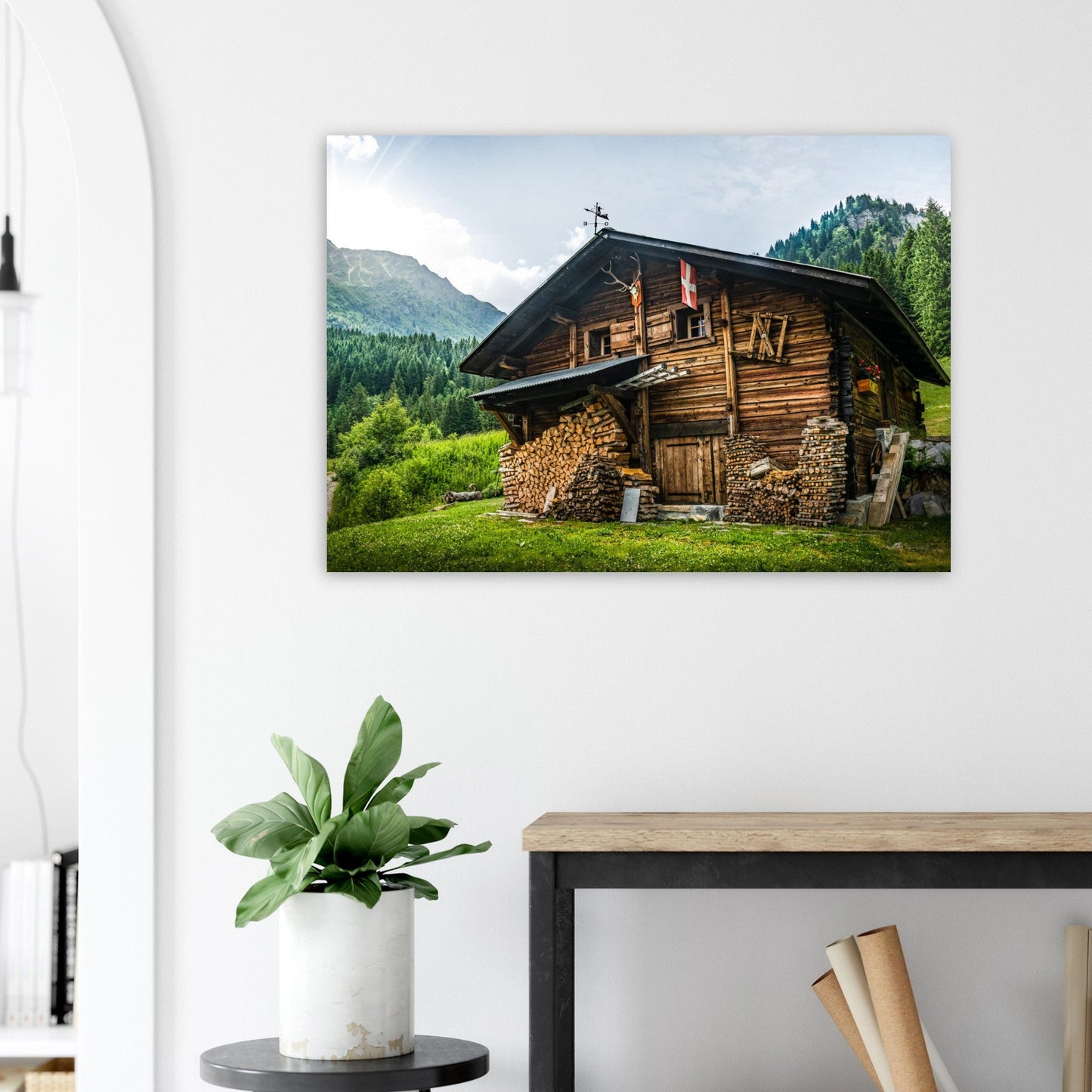 Tableau photo Photo d'un chalet typique de Haute - Savoie, vallée des Contamines - Montjoie — tirage aluminium Dibond mat, fabrication française, prêt à accrocher