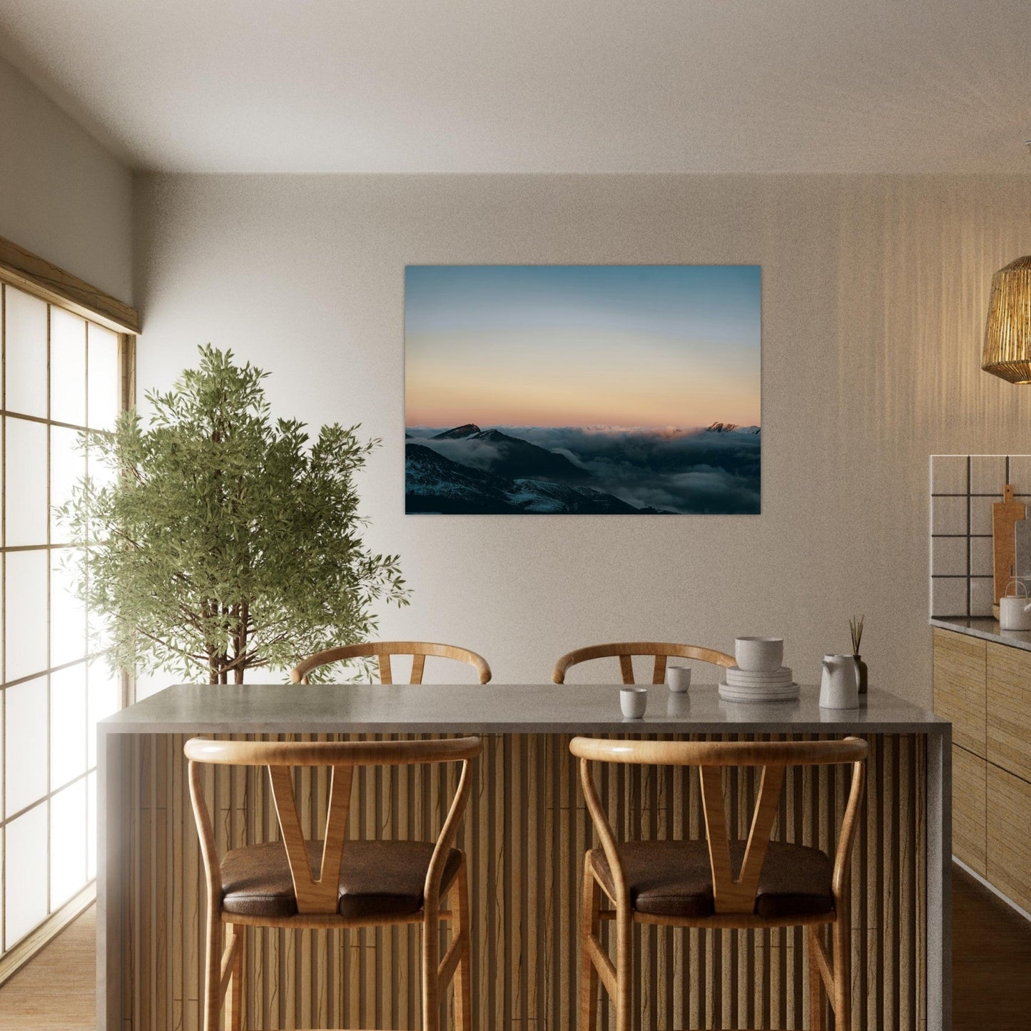 Tableau photo Photo d'un coucher de soleil depuis le Col d'Aubisque, Béost, Pyrénées — tirage aluminium Dibond mat, fabrication française, prêt à accrocher