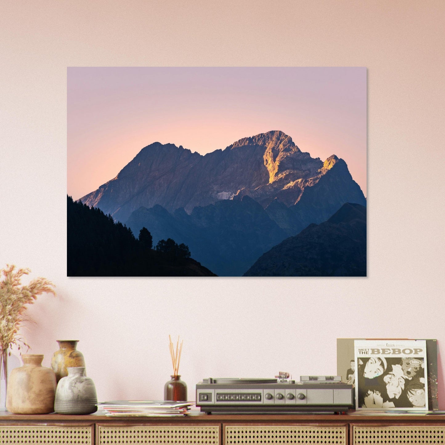 Vente Photo d'un coucher de soleil sur la barre des Ecrins - Tableau photo alu montagne