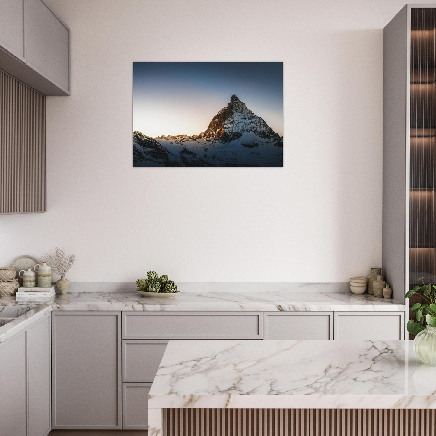 Tableau photo Photo d'un coucher de soleil sur le Cervin, Alpes Suisse - gros plan — tirage aluminium Dibond mat, fabrication française, prêt à accrocher