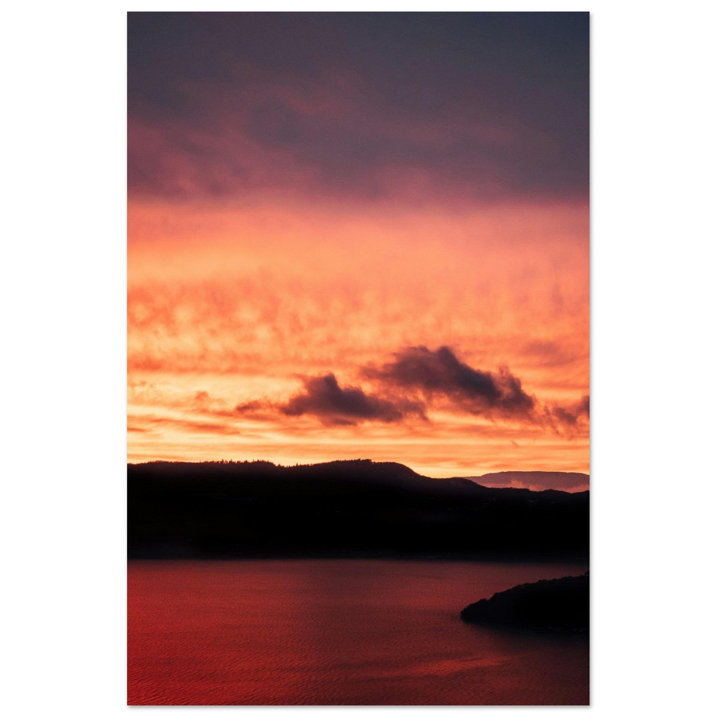 Vente Photo d'un coucher de soleil sur le lac du Bourget, Aix-les-Bains, Savoie - Tableau photo alu montagne