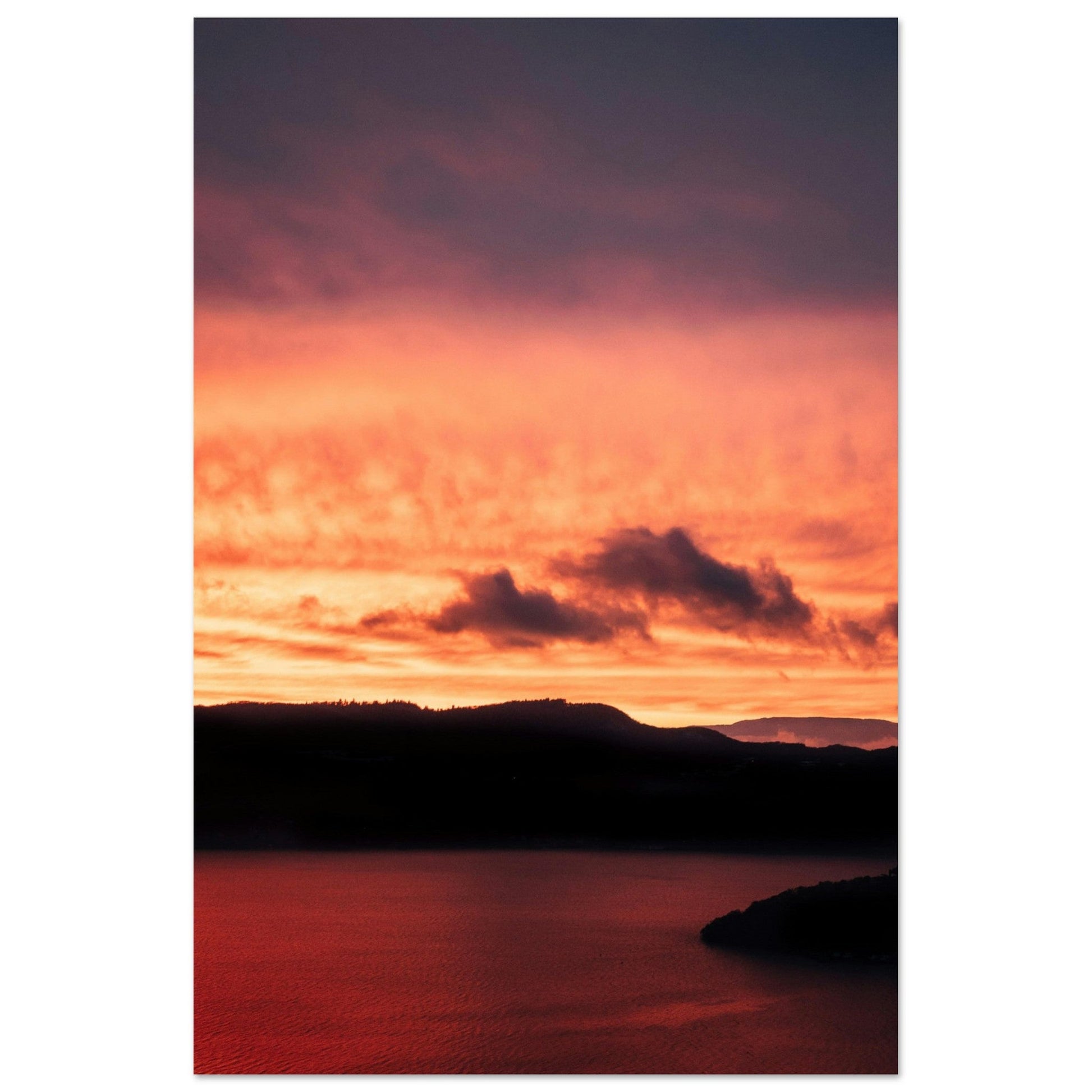 Vente Photo d'un coucher de soleil sur le lac du Bourget, Aix-les-Bains, Savoie - Tableau photo alu montagne
