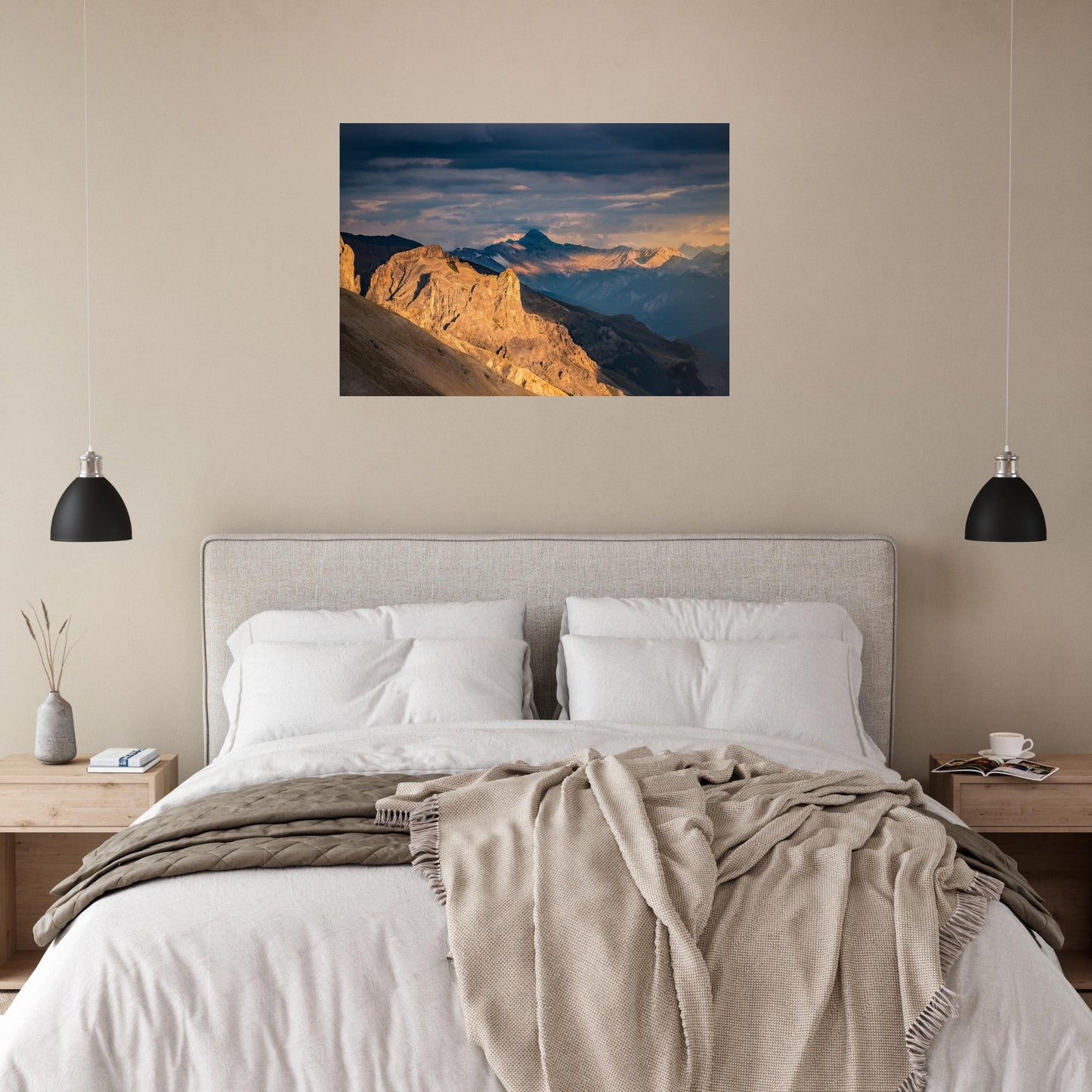 Tableau photo Photo d'un coucher de soleil sur le Pic de Rochebrune, Massif du Queyras — tirage aluminium Dibond mat, fabrication française, prêt à accrocher