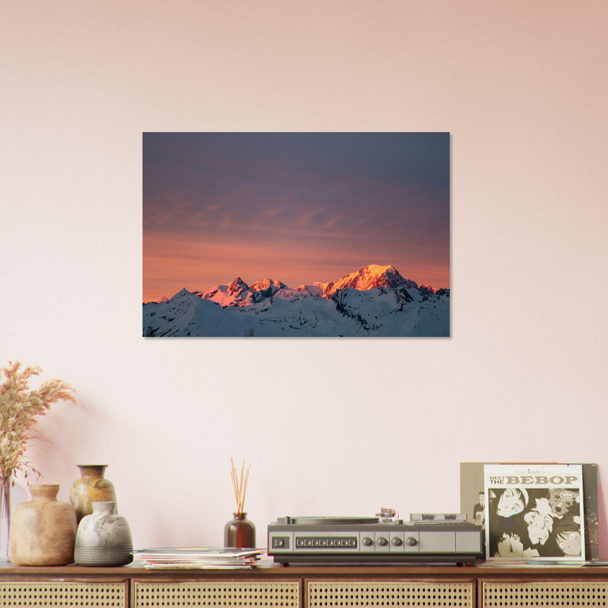 Vente Photo d'un coucher de soleil sur les Arcs, Bourg-Saint-Maurice, Vanoise - Tableau photo alu montagne