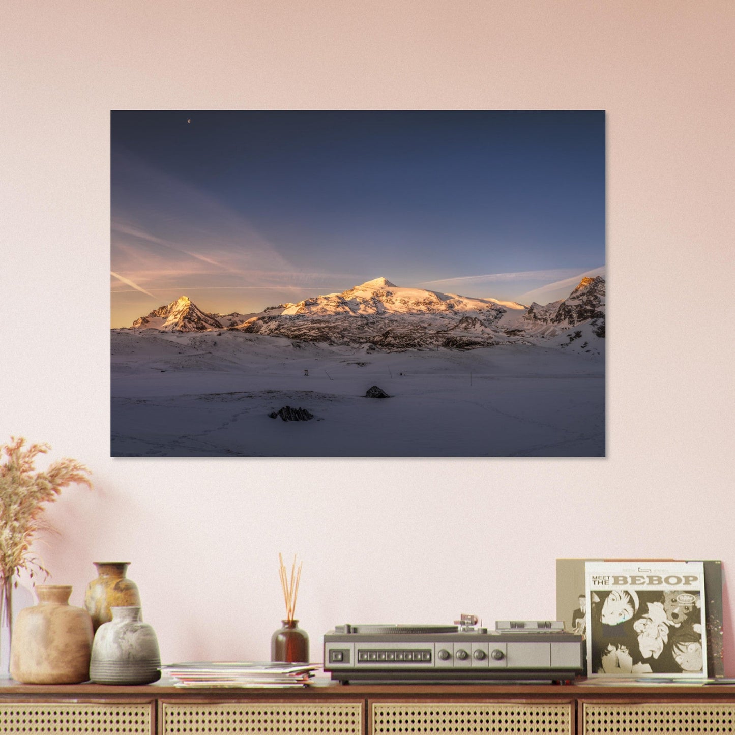 Tableau photo Photo d'un lever de soleil sur la Dente Parrachée, Dome de Chasseforet, Mont Pelve, Vanoise — tirage aluminium Dibond mat, fabrication française, prêt à accrocher