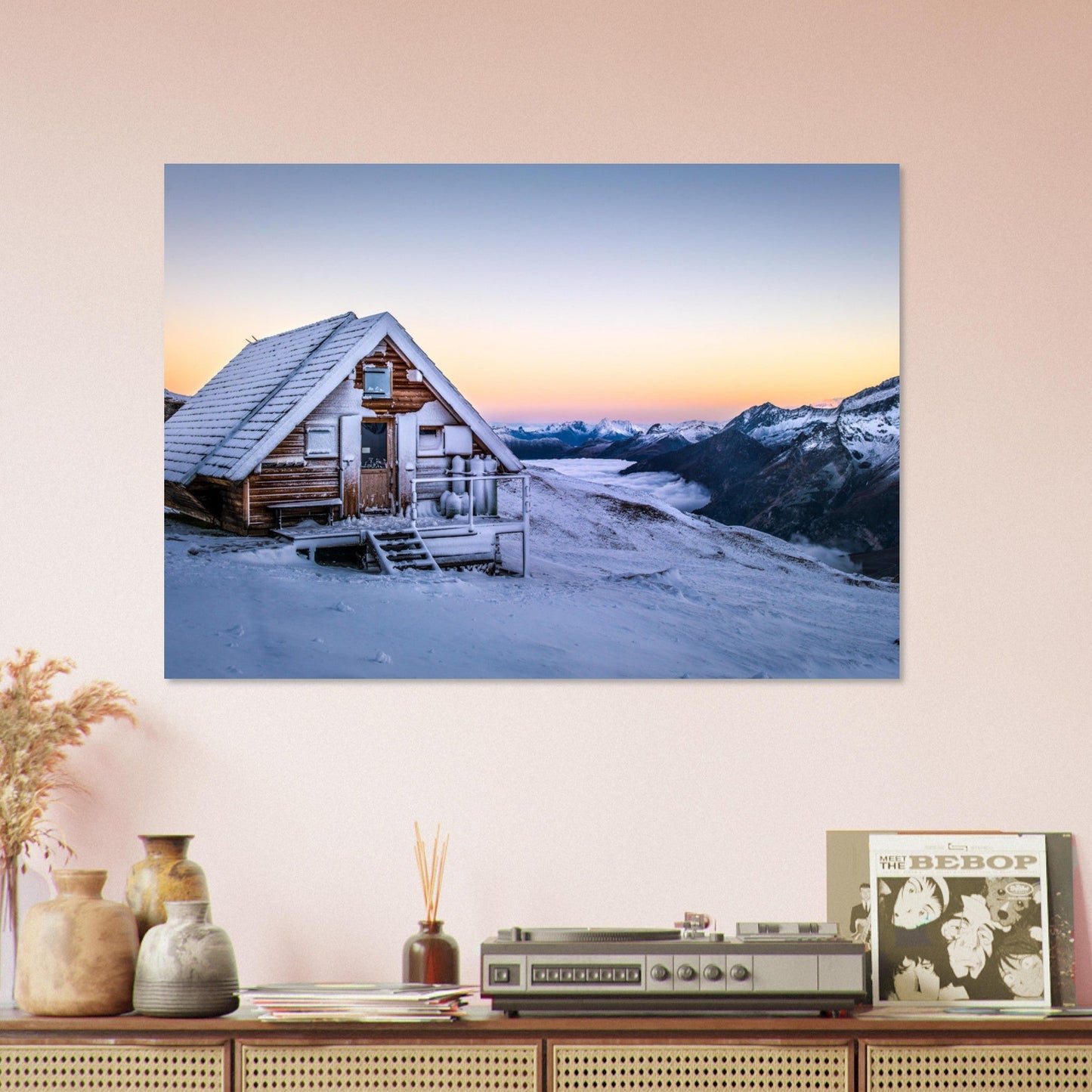 Vente Photo d'un lever de soleil sur le refuge de la Vanoise - Tableau photo alu montagne