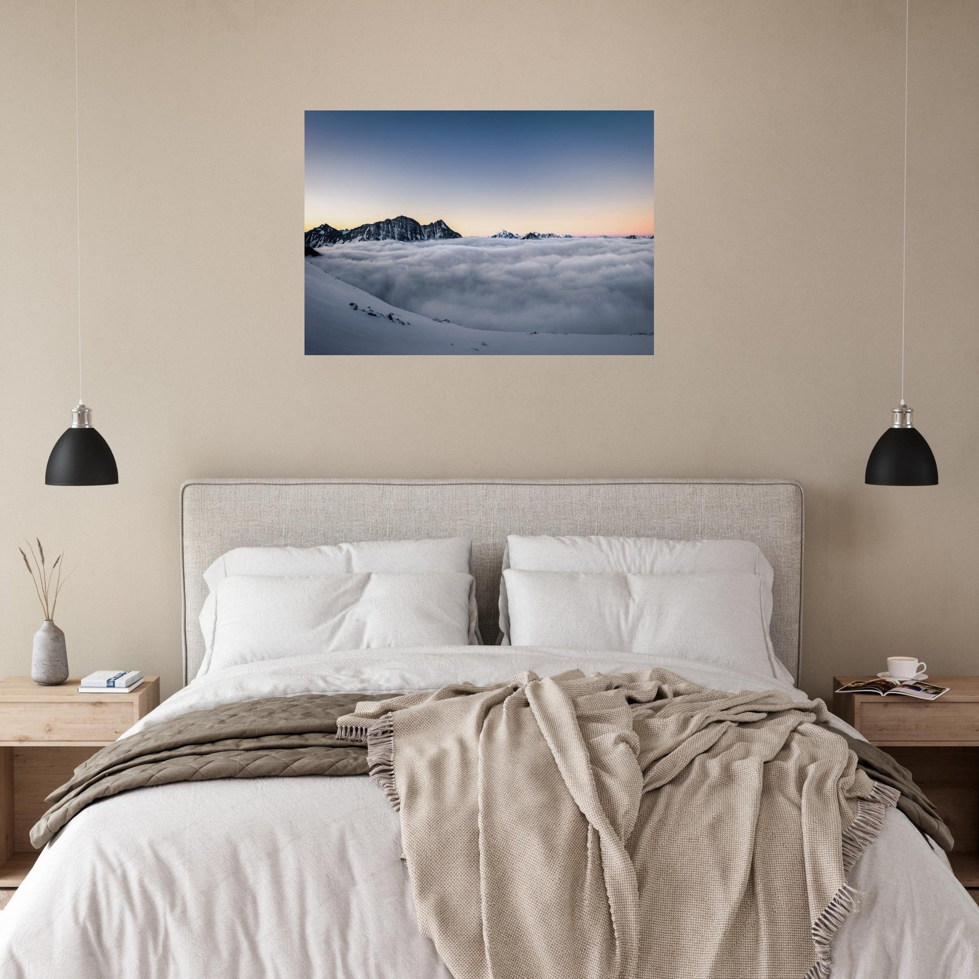 Vente Photo d'un lever de soleil sur une mer de nuage, Grande Casse et la Montagne de la Seigne - Tableau photo alu montagne