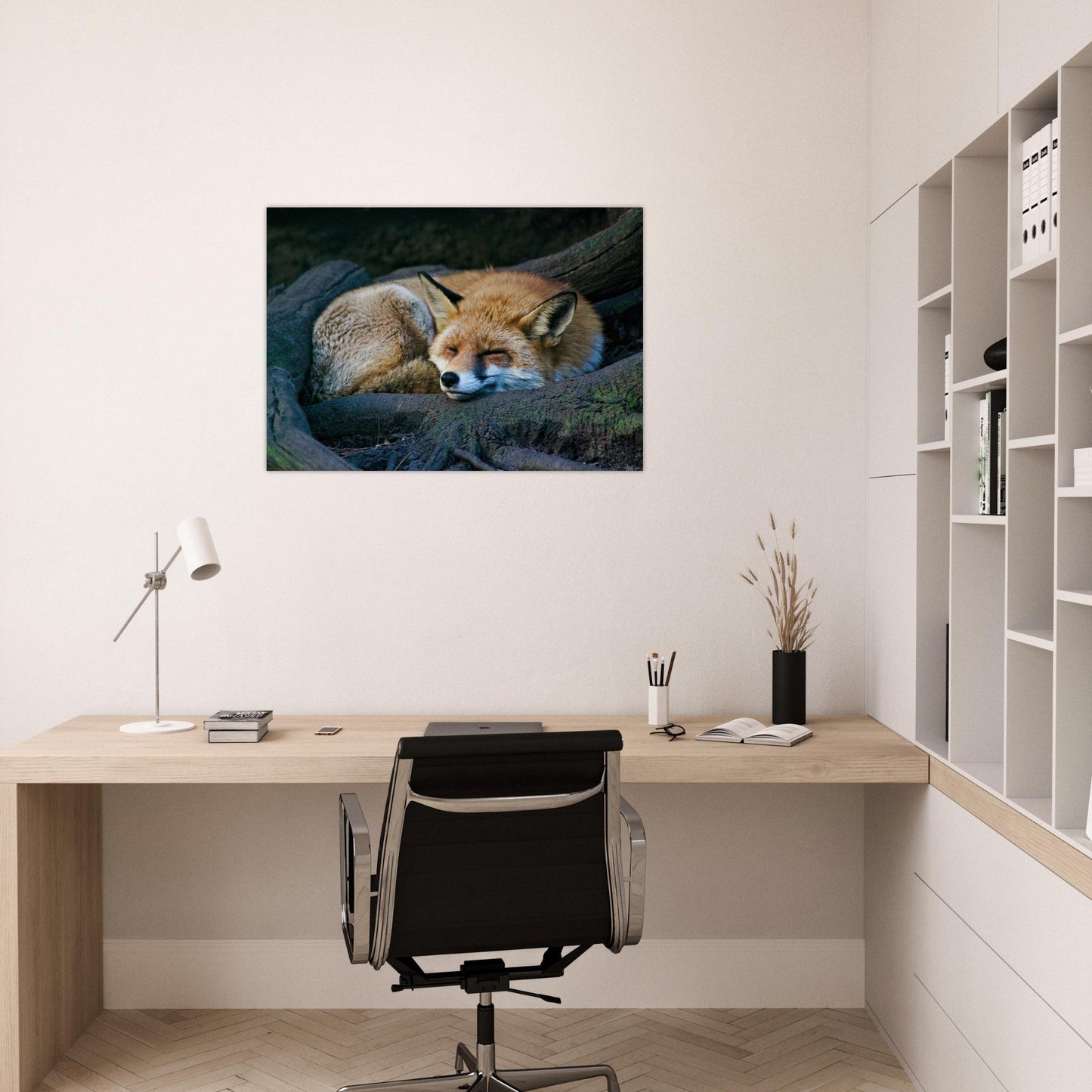 Tableau photo Photo d'un renard dans la foret 2 — tirage aluminium Dibond mat, fabrication française, prêt à accrocher