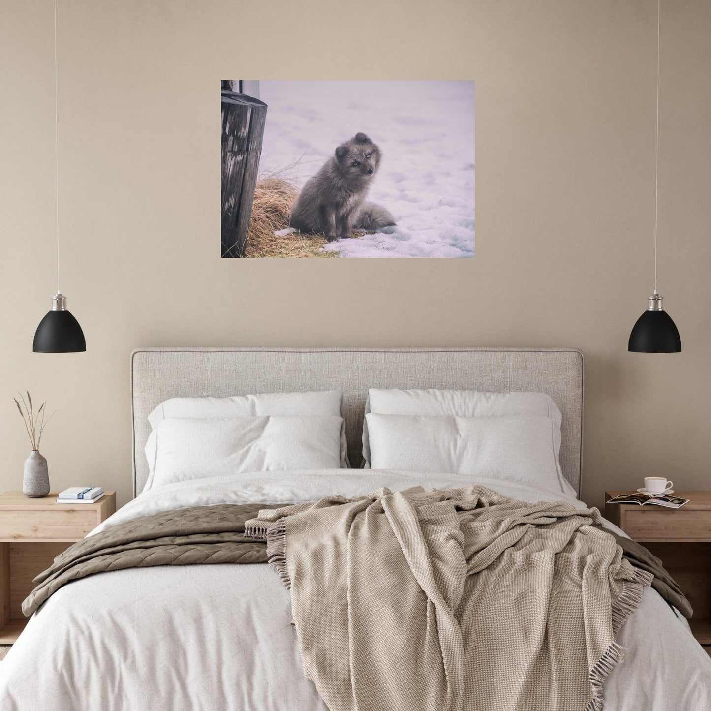Vente Photo d'un renard gris dans la neige - Tableau photo alu montagne