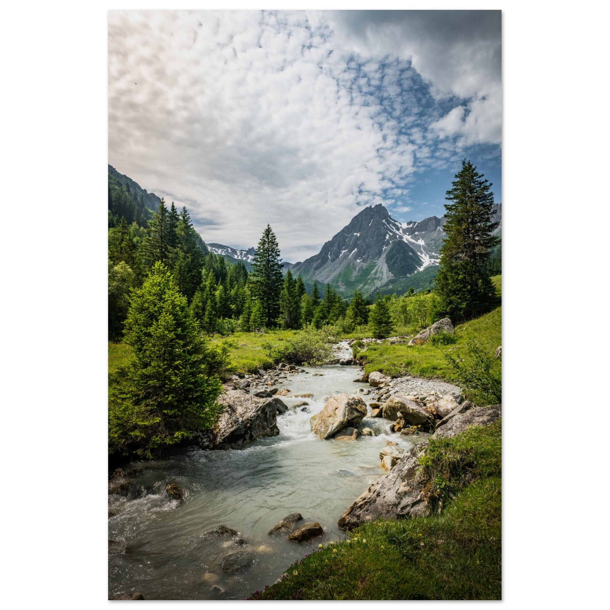 Vente Photo d'un ruisseau dans la vallée des Contamines-Montjoie, Haute-Savoie - Tableau photo alu montagne