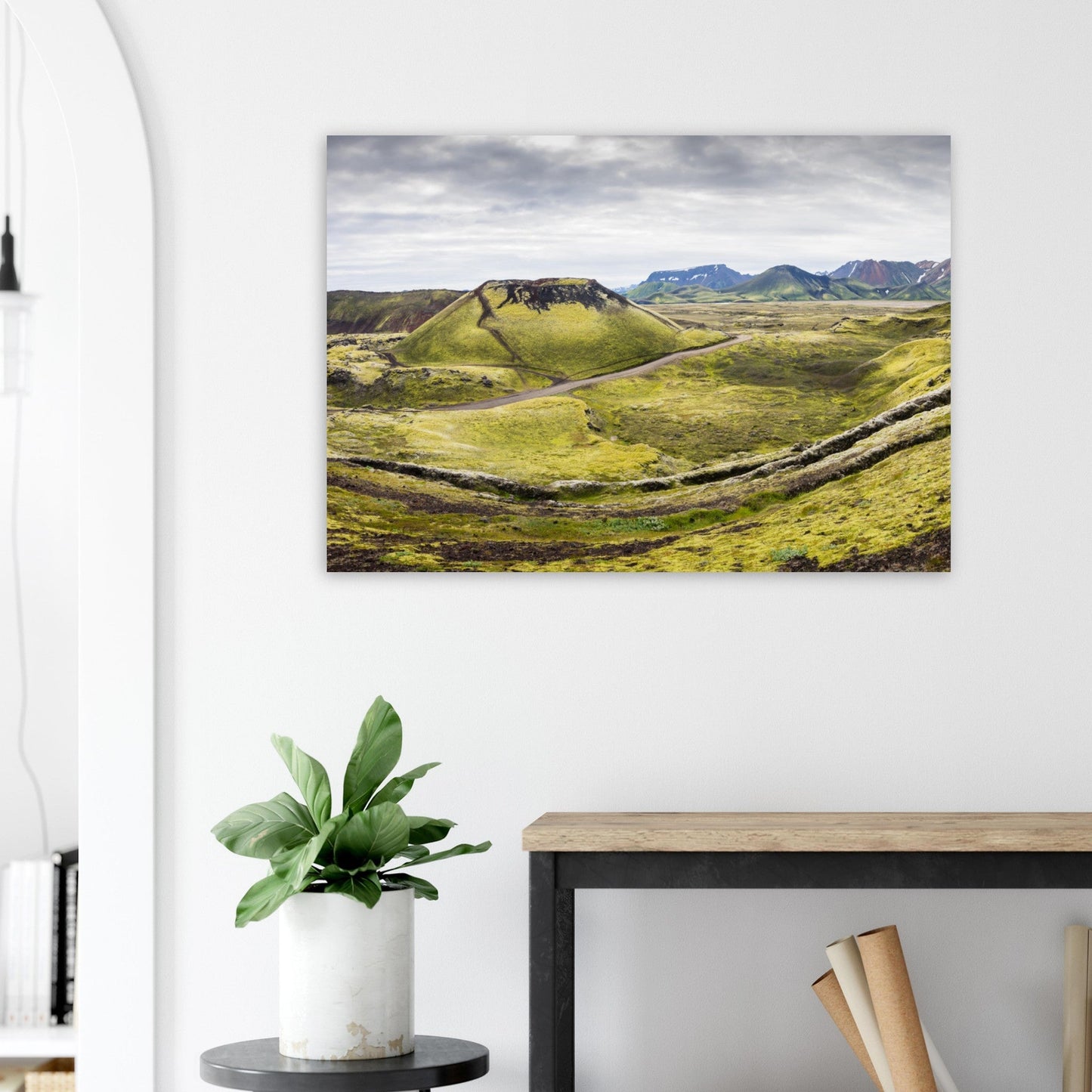 Tableau photo Photo d'un volcan sur la route du Landmannalaugar, Islande — tirage aluminium Dibond mat, fabrication française, prêt à accrocher