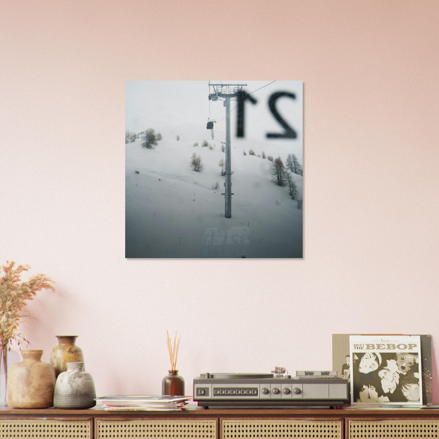 Tableau photo Photo d'une télécabine à Val d'Isère — tirage aluminium Dibond mat, fabrication française, prêt à accrocher