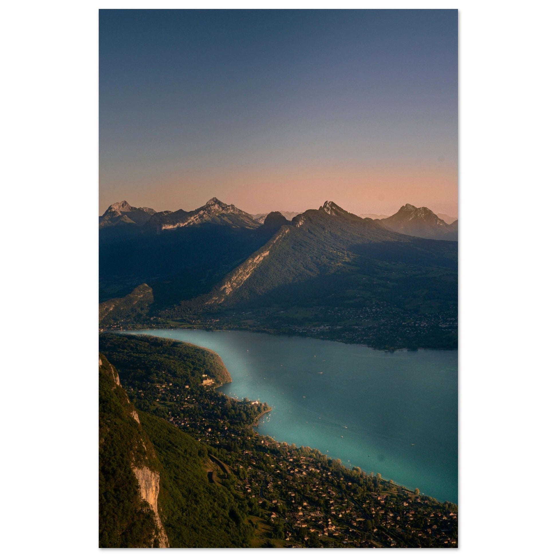 Vente Photo Lac d'Annecy au coucher de soleil, Haute-Savoie - Tableau photo alu montagne