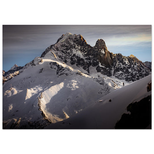 Vente Photo ski de rando face à l'Aiguille Verte et les Drus - Tableau photo alu montagne