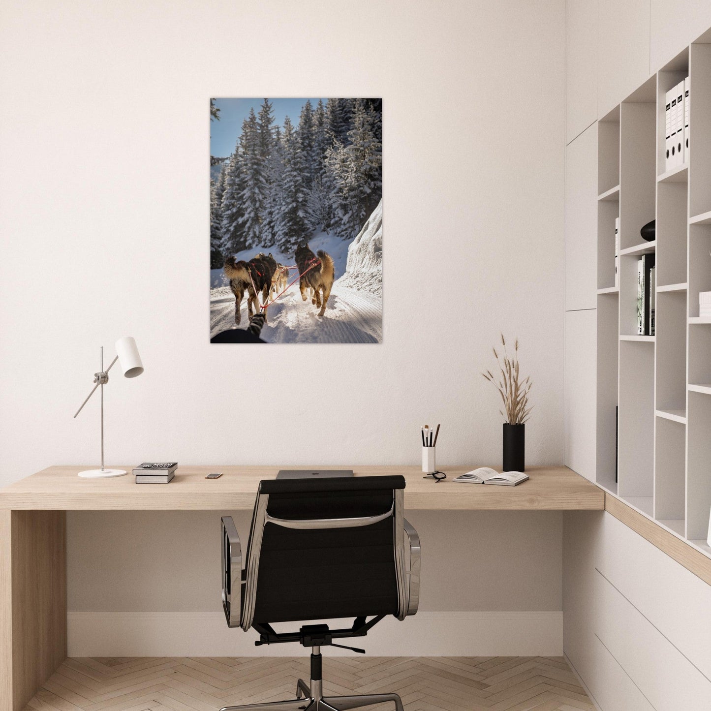 Tableau photo Photos de huskies à Courchevel, Savoie - 2 — tirage aluminium Dibond mat, fabrication française, prêt à accrocher