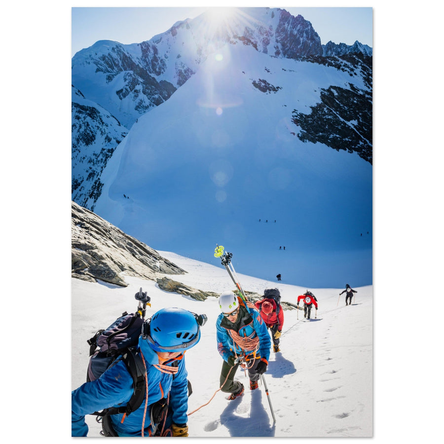 Tableau photo en Alu Dibond : Alpinistes dans l'ascension du Dôme de Miage