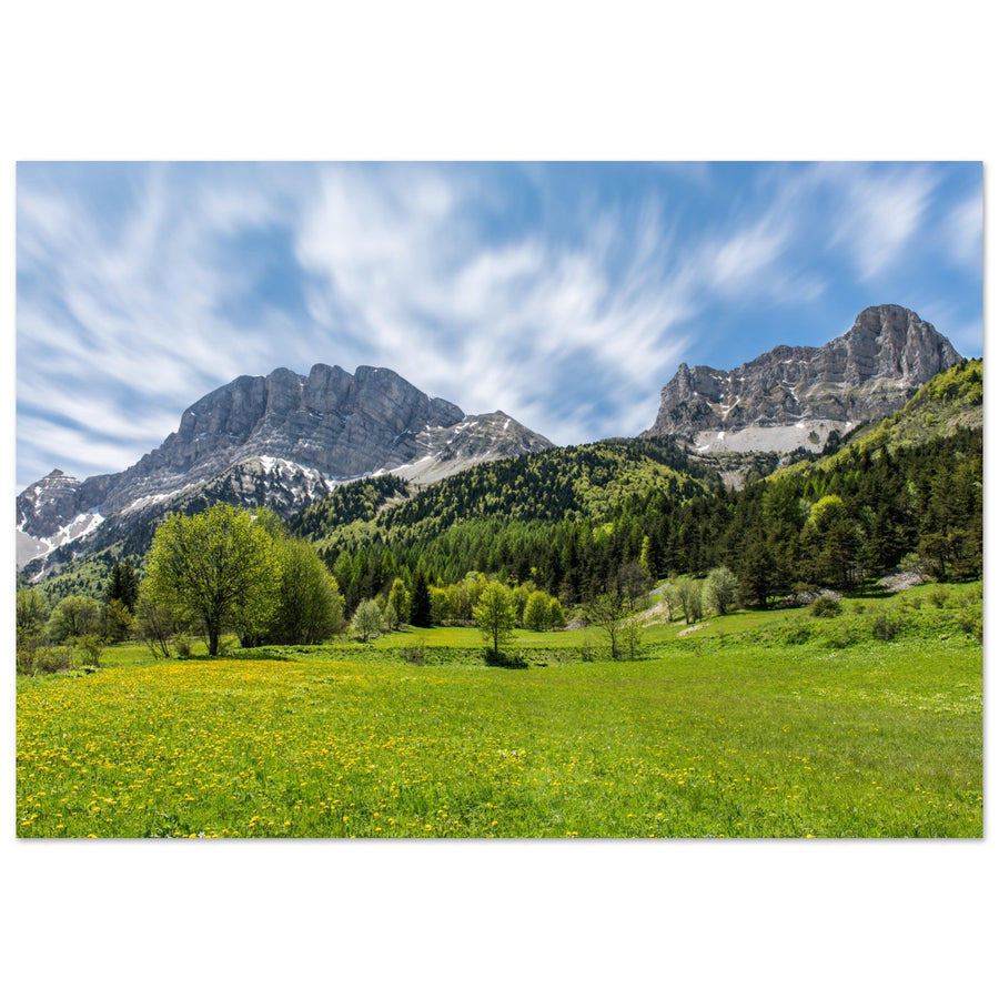 Tableau photo en Alu Dibond : Le Grand Veymont et de la plaine de Gresse en Vercors