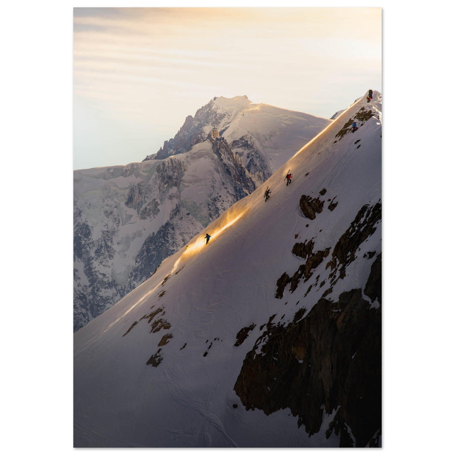 Tableau photo en Alu Dibond : Ski de randonnée sur l'Aiguille Croche face au Mont-Blanc