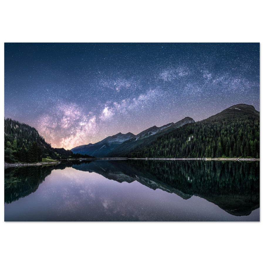 Tableau photo en Alu Dibond : Une voie lactée sur un lac dans les Dolomites