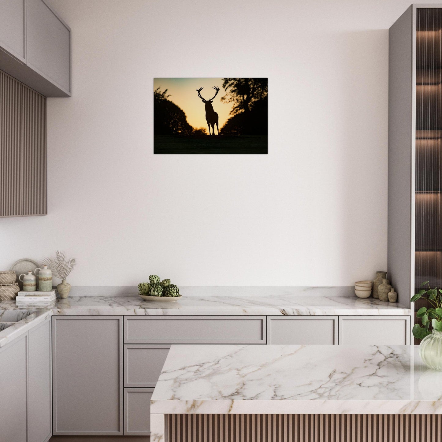 Tableau photo Photo d'un cerf en foret 1 — tirage aluminium Dibond mat, fabrication française, prêt à accrocher