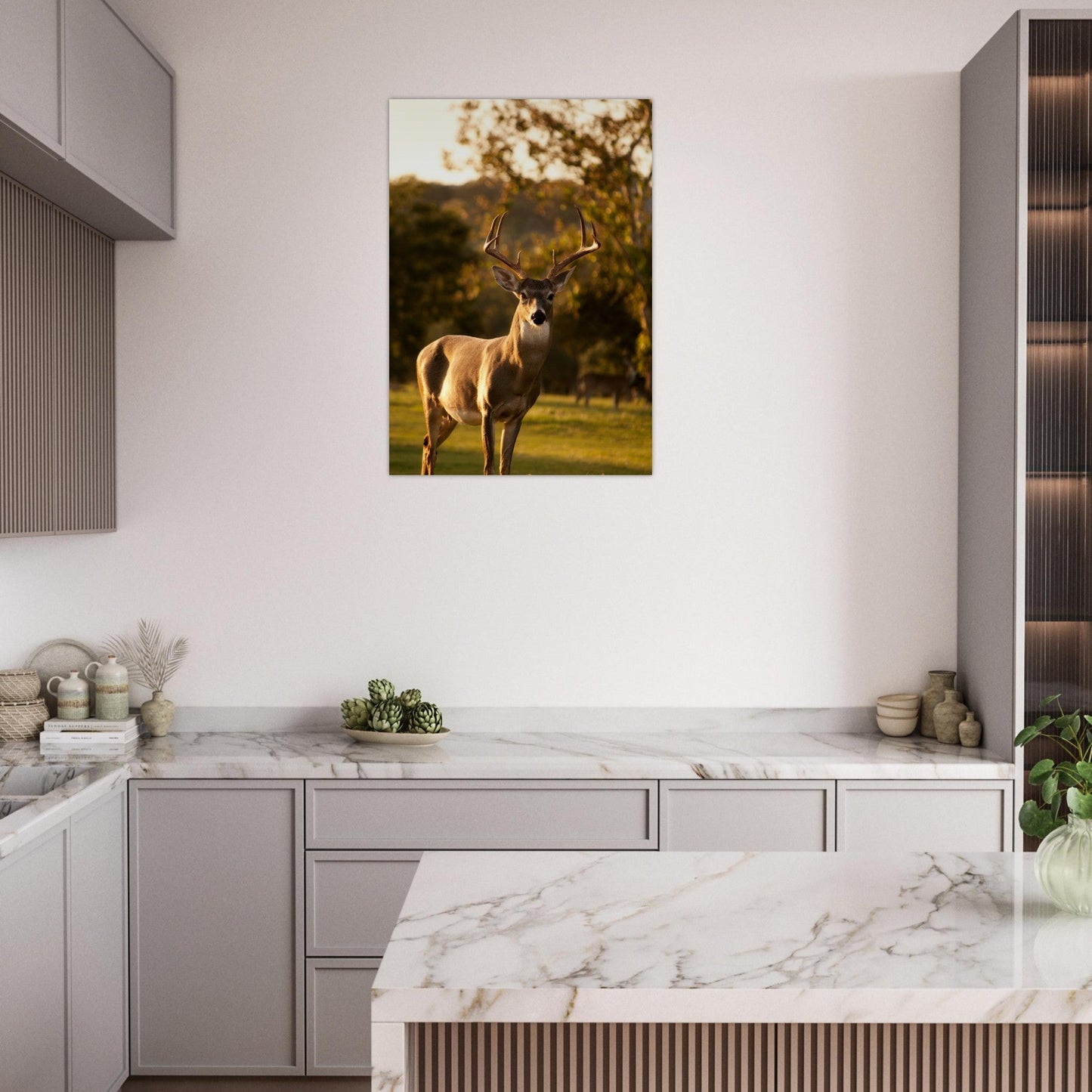 Tableau photo Photo d'un cerf en foret 2 — tirage aluminium Dibond mat, fabrication française, prêt à accrocher