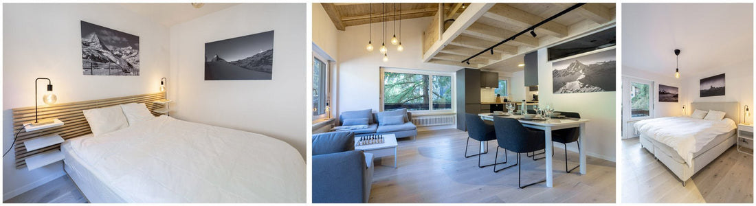 Appartement à Zermatt : déco noir & blanc du Cervin — sélection, production & livraison - Tableaux photos paysages ｜ Alu Art Mountains