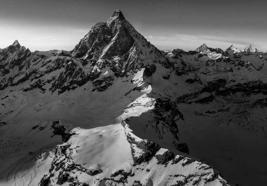 Tableau photo tableau photo cervin coucher soleil vue aerienne noir blanc