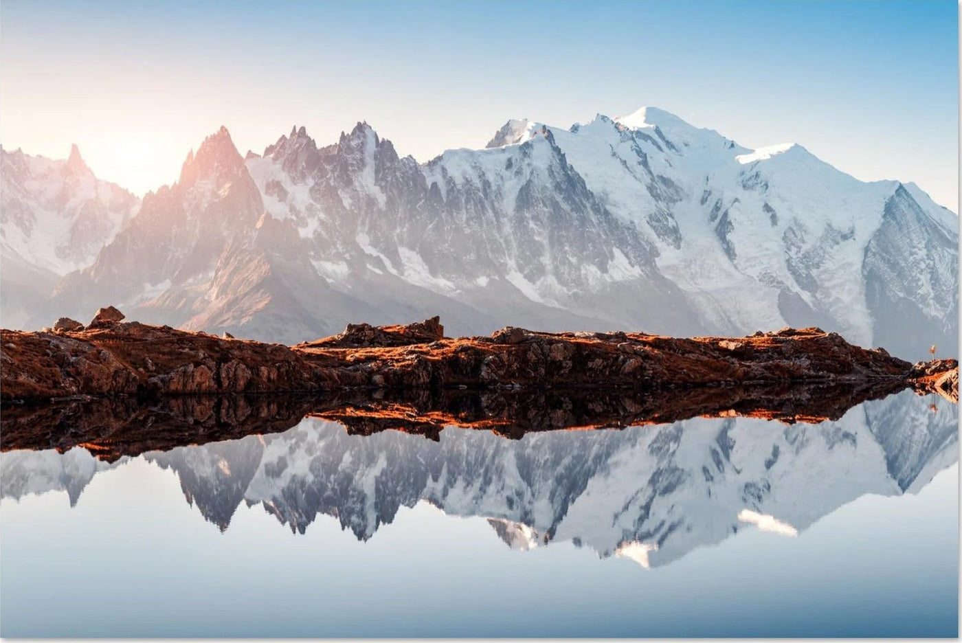 Photo du reflet du Mont-Blanc dans les lacs des Chéserys