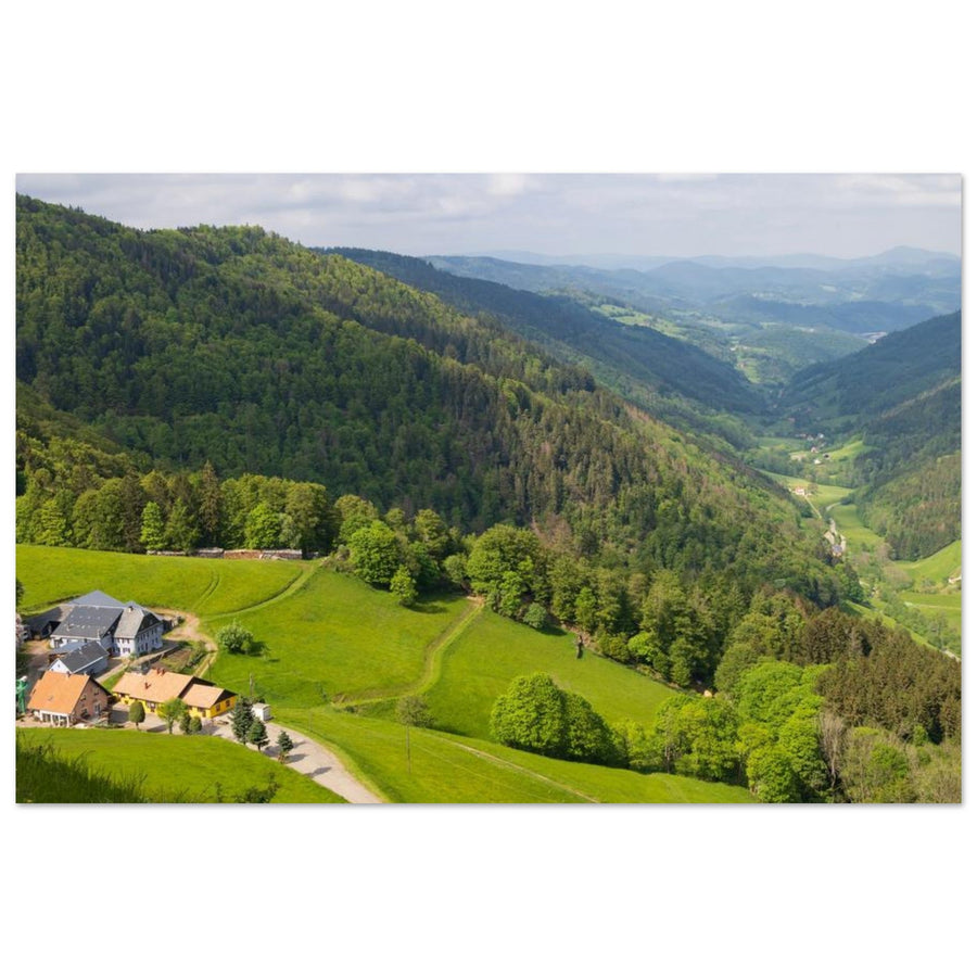 Tableau photo des Vosges depuis la Route des Crêtes au format 30 × 45 cm sur aluminium Dibond mat