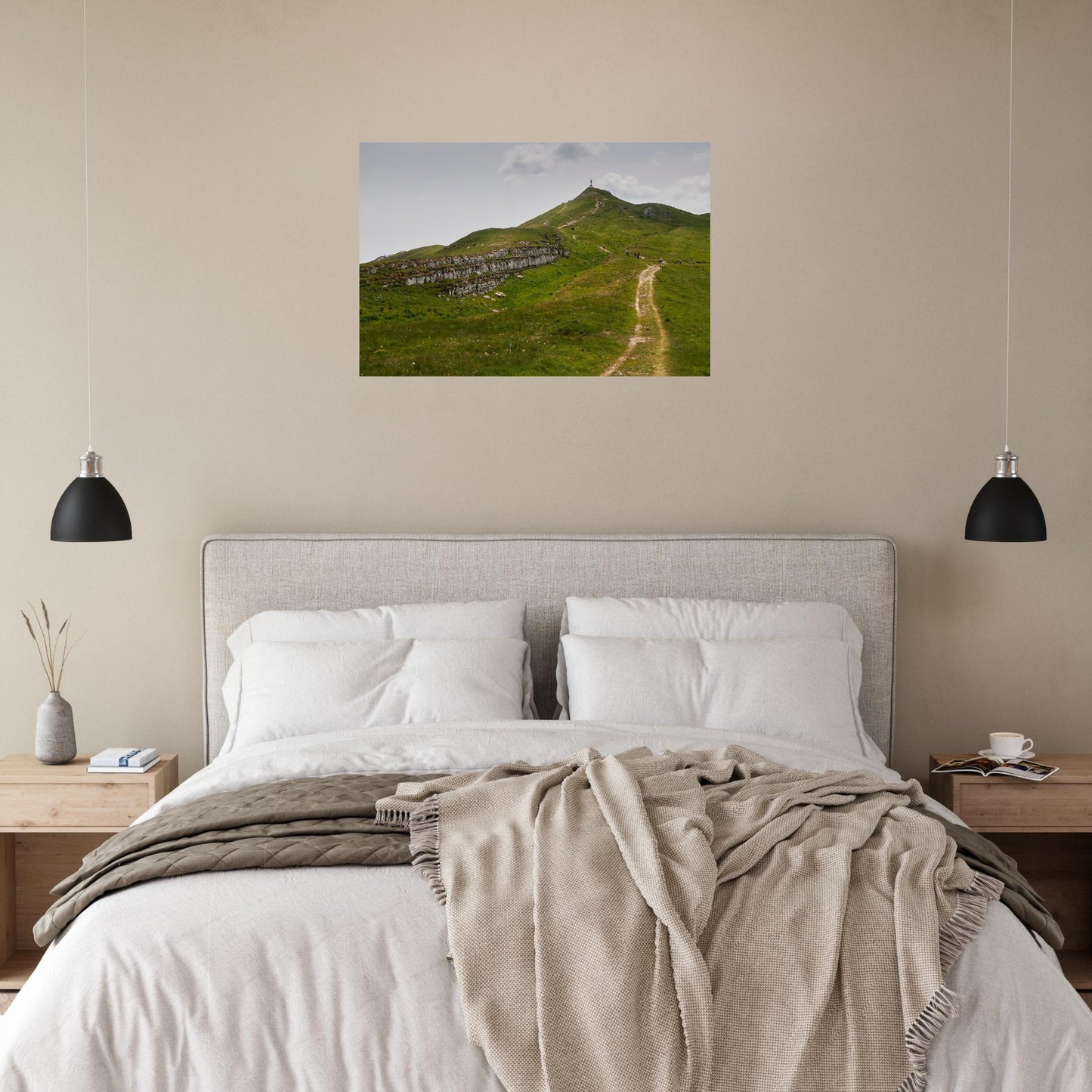 Tableau photo « les paysages du Crêt de la Neige au-dessus de Lélex dans le Jura » dans un espace de vie – simulation 60 × 90 cm