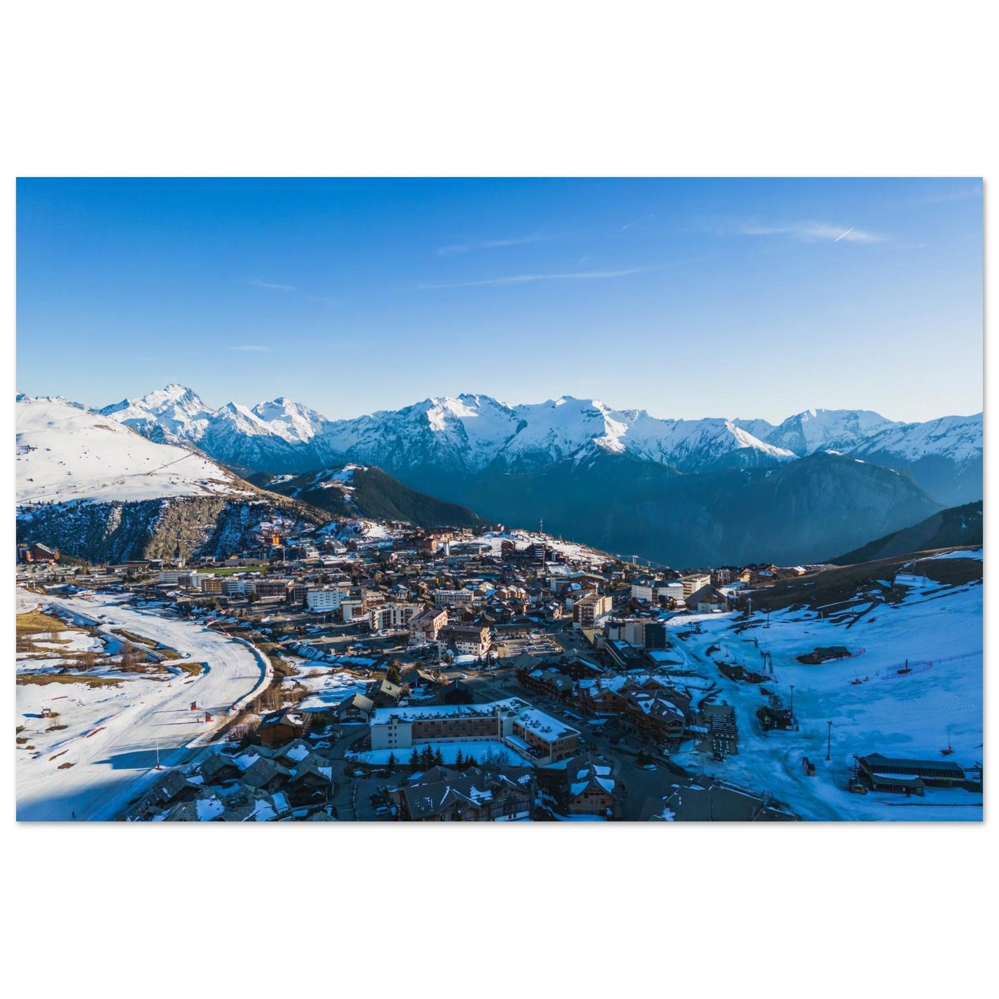 Tableau photo aérien de l’Alpe d’Huez sous la neige