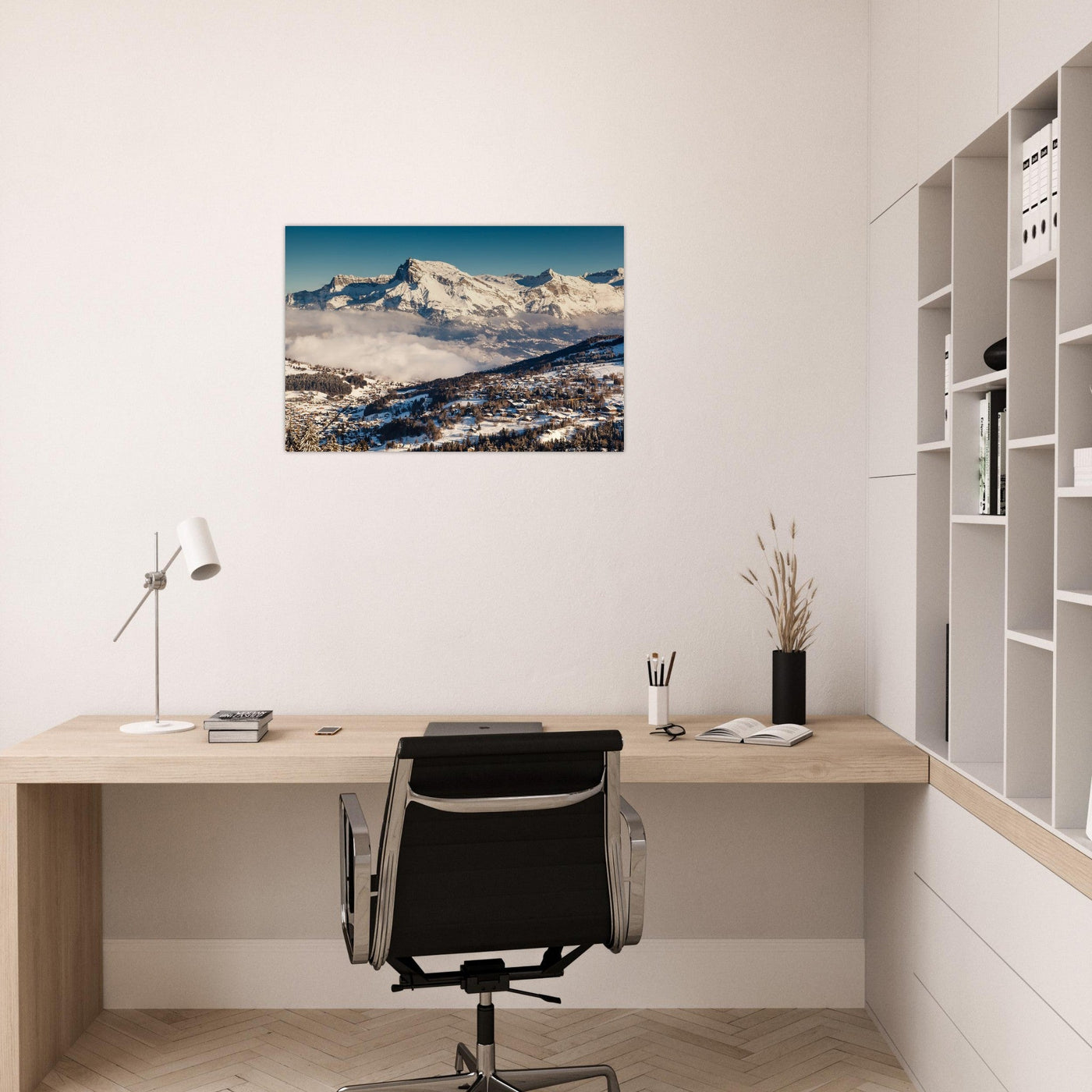 Simulation of an AluArtMountains photo print in an interior setting