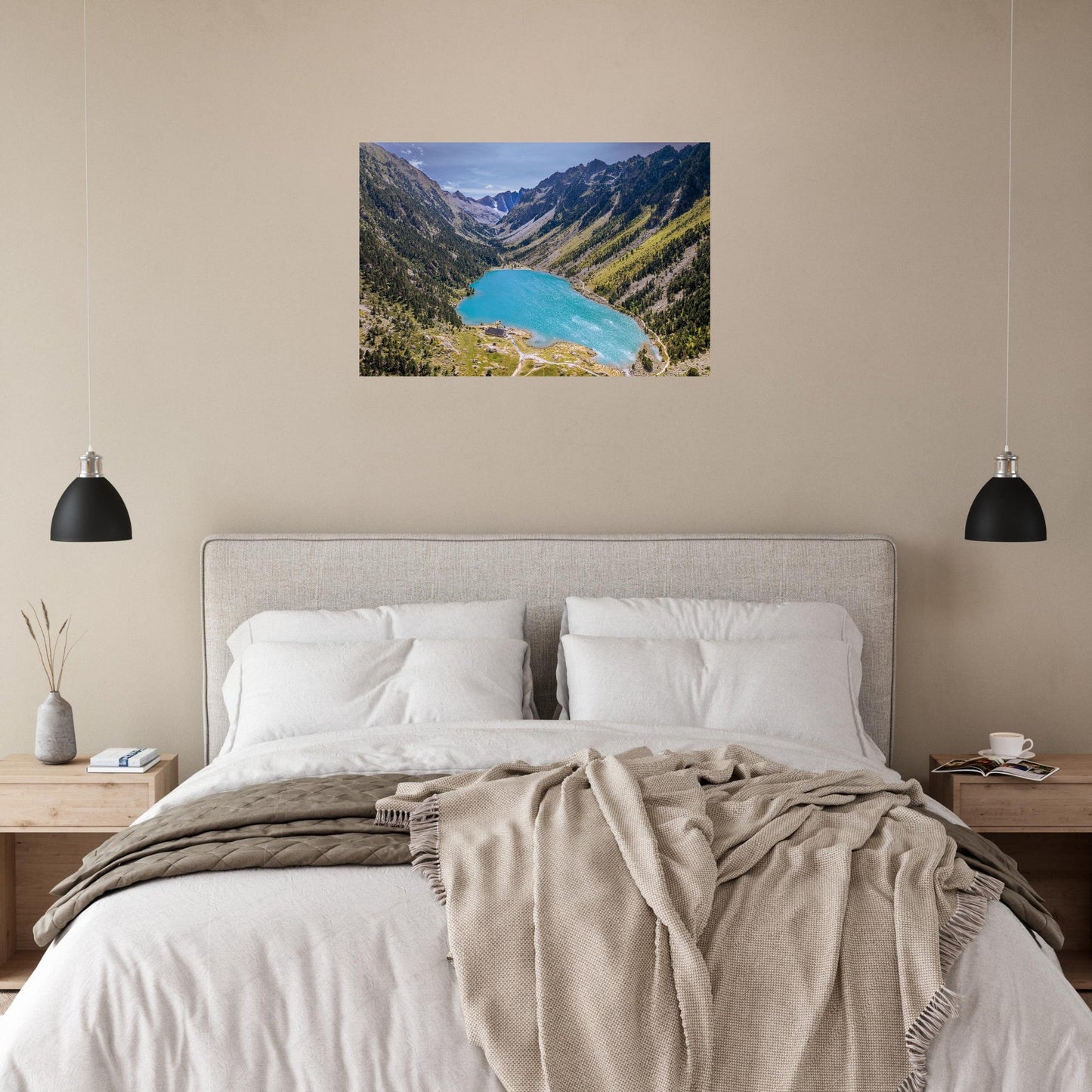 Photo aérienne du lac de Gaube à Cauterets — tableau photo paysage de montagne en Alu Dibond, fabrication française
