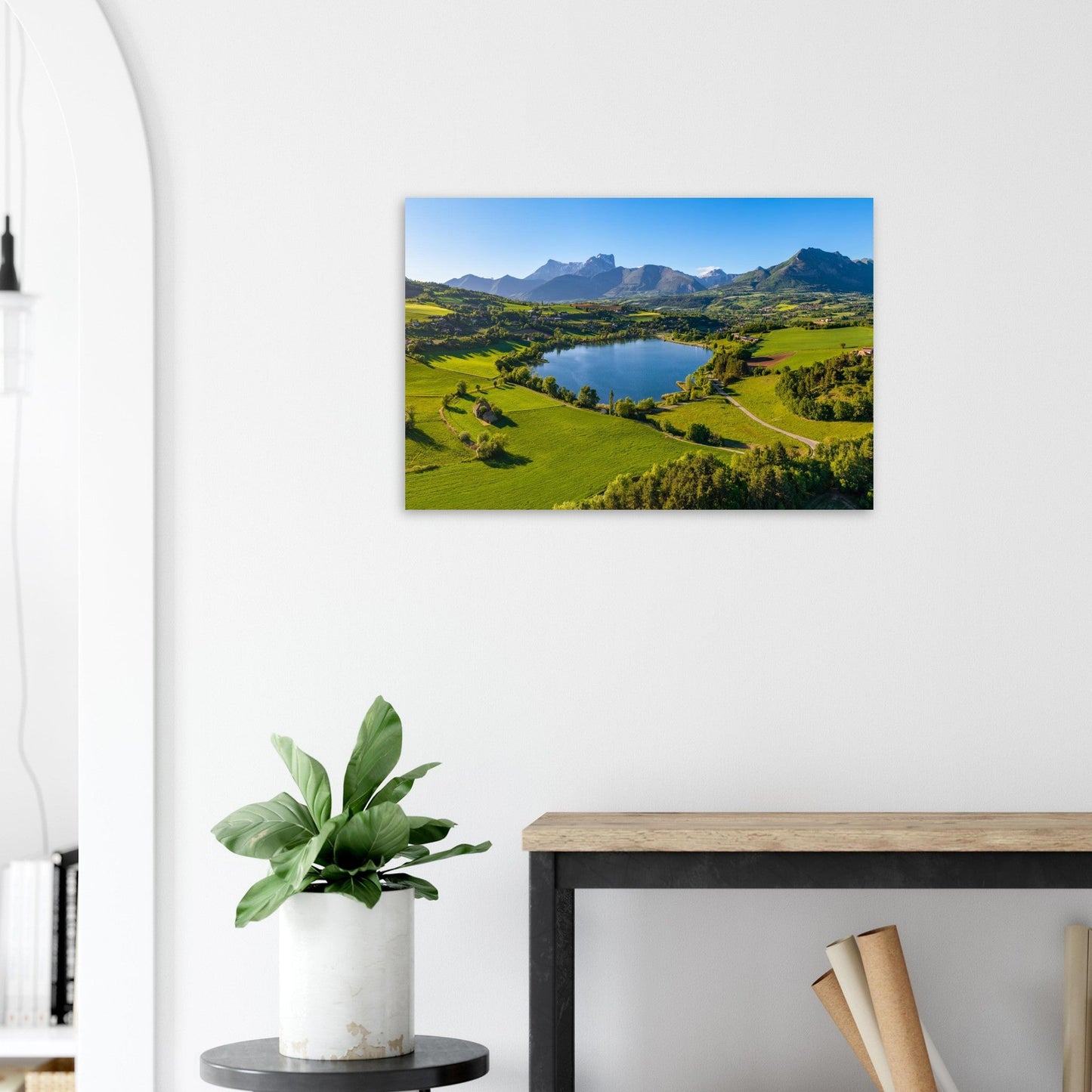 Aerial photo of Lake Pelleautier facing Pic de Bure — photo print on matte aluminium Dibond