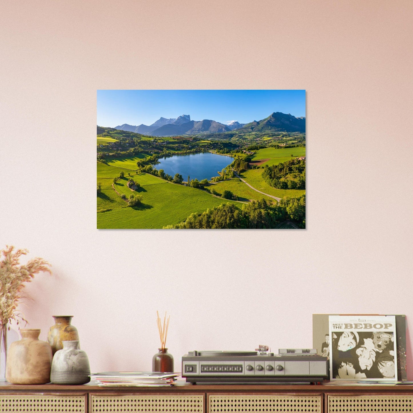 Aerial photo of Lake Pelleautier facing Pic de Bure — photo print on matte aluminium Dibond