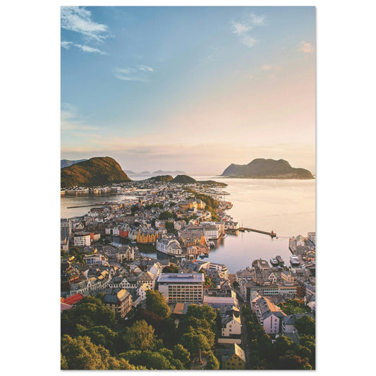 Tableau photo Photo drone des Îles Lofoten, Norvège 2 — tirage aluminium Dibond mat, fabrication française, prêt à accrocher